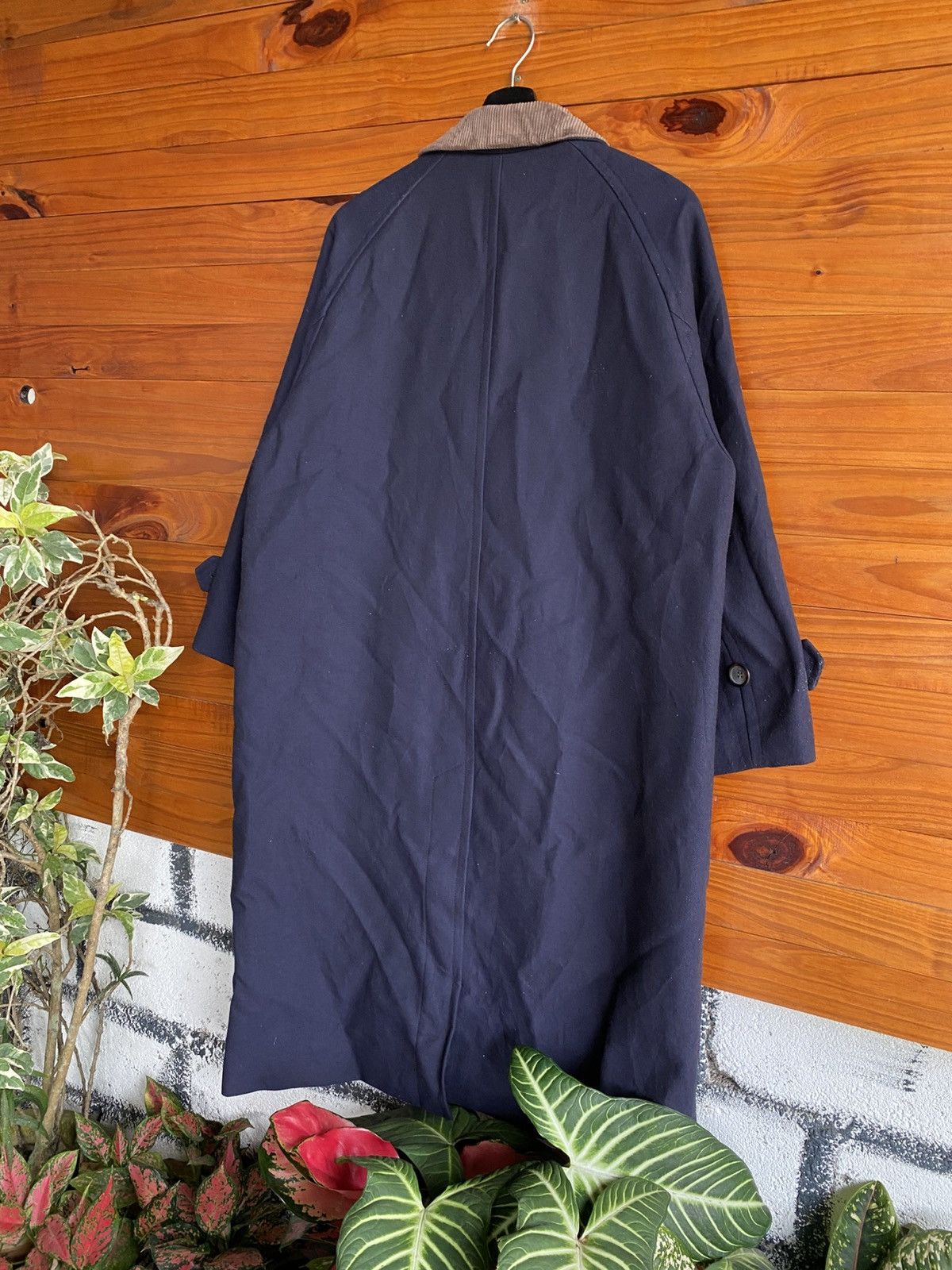 Frame Framework Japan Long Coat Corduroy Collar Navy Wool Blend Size US M / EU 48-50 / 2 - 11 Thumbnail
