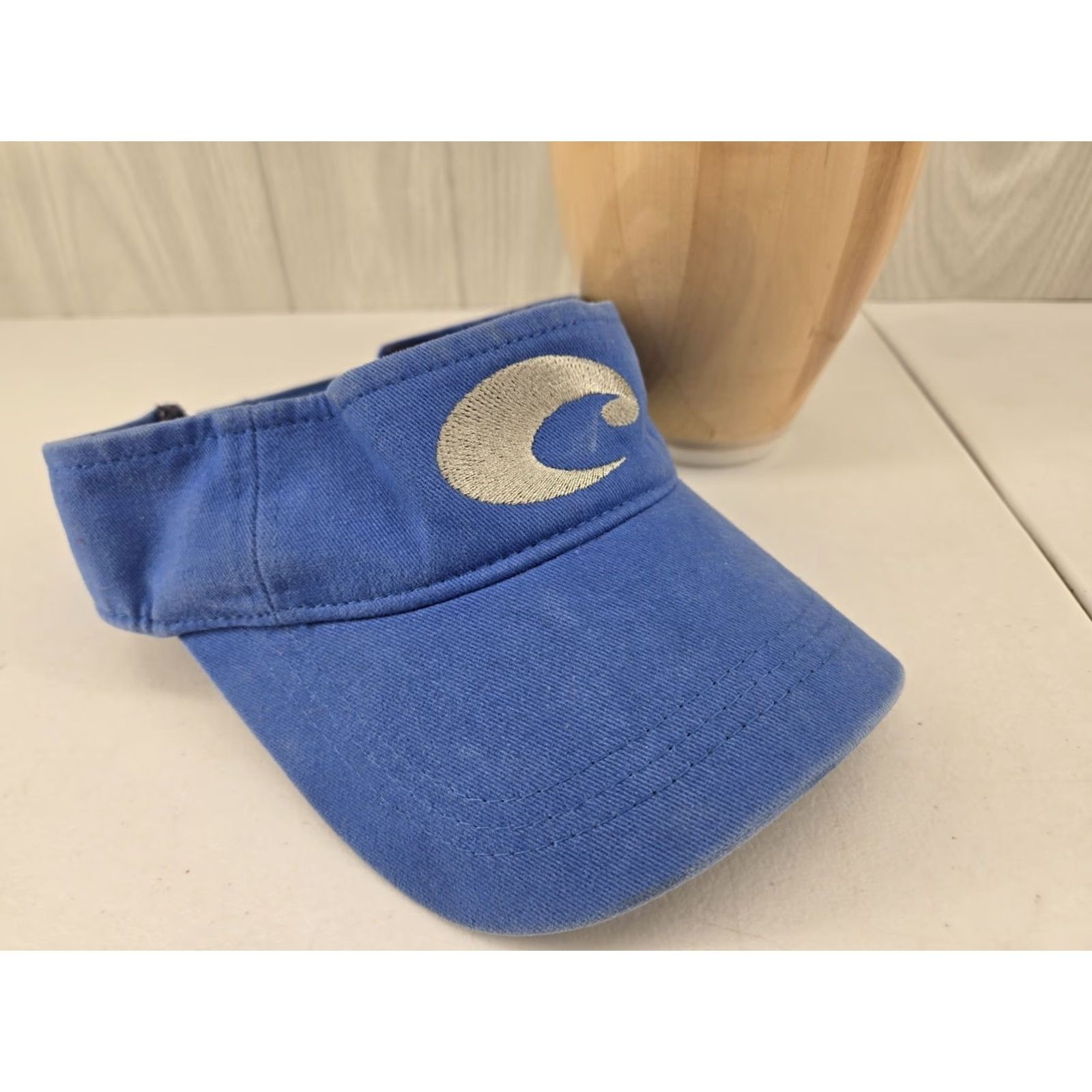 Costa Del Mar Costa Del Mar Distressed Blue Embroidered Logo Strapback Visor Unisex Adults One Size Cotton Adjustable Hat/Visor Spring Summer Carded Vintage: No Size ONE SIZE - 2 Thumbnail