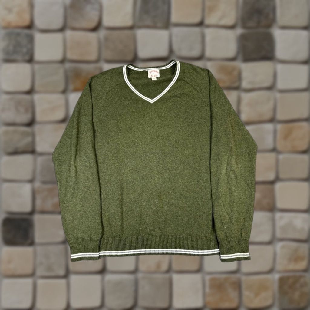 Brooks Brothers Brooks Brothers Sweater Mens L Green Cotton Wool Knit V-Neck Pullover Logo Preppy Winter Fall Spring Size US L / EU 52-54 / 3 - 1 Thumbnail