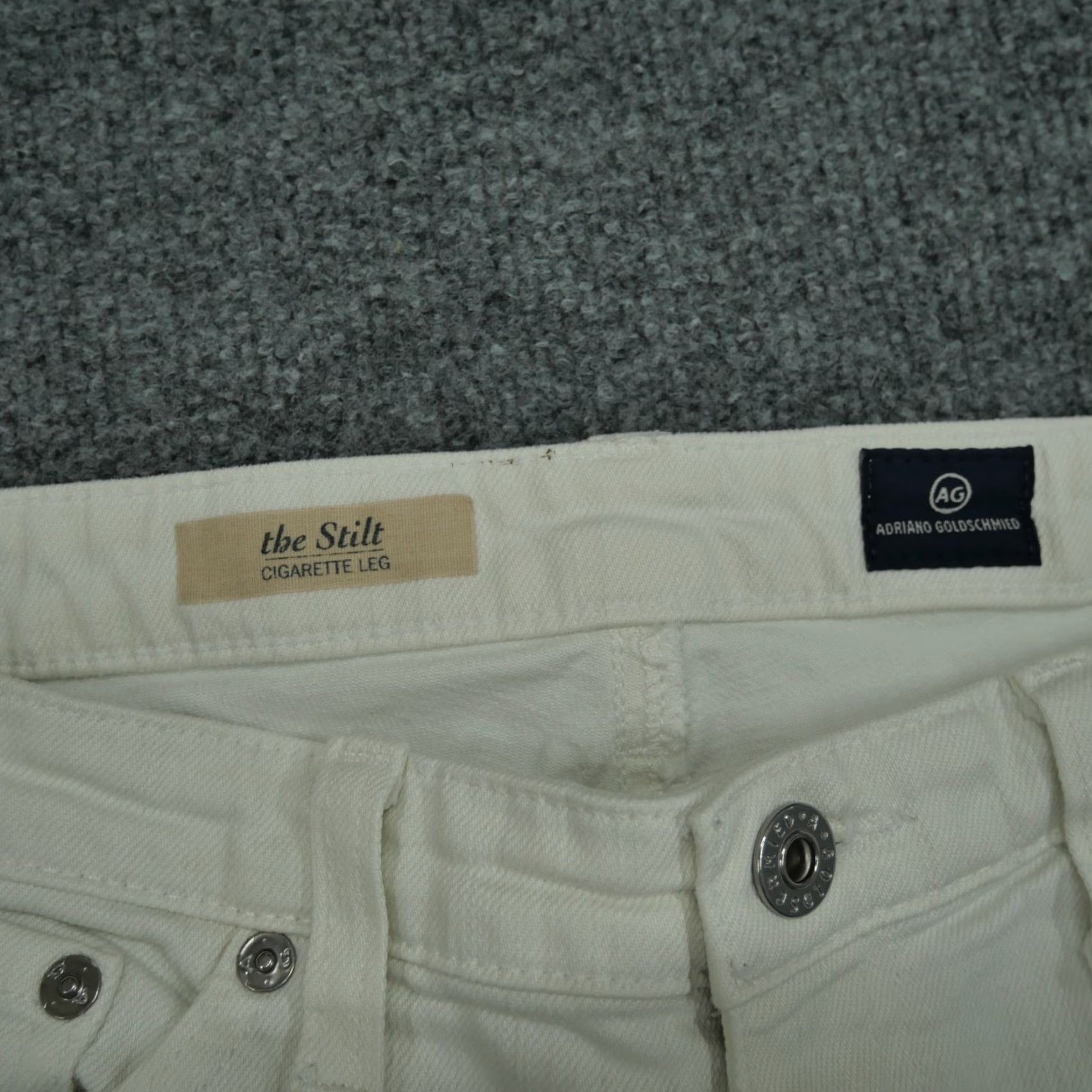 Vintage AG Adriano Goldschmied Jeans Womens 28R 28 White Cropped Raw Hem The Stilt Shirt? Size 28" / US 6 / IT 42 - 3 Thumbnail