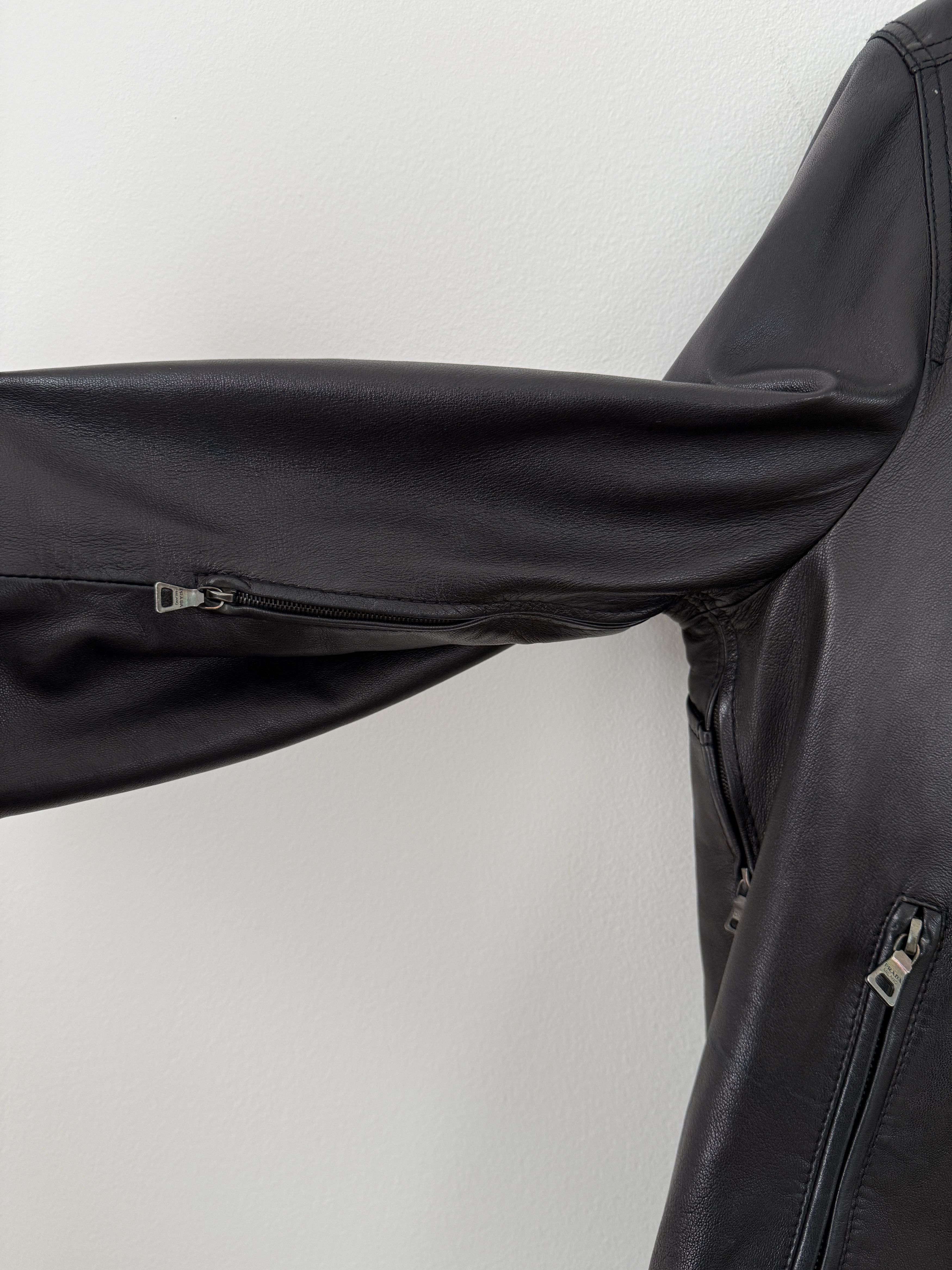 Prada 2000s Leather Moto Jacket Size US L / EU 52-54 / 3 - 17 Thumbnail