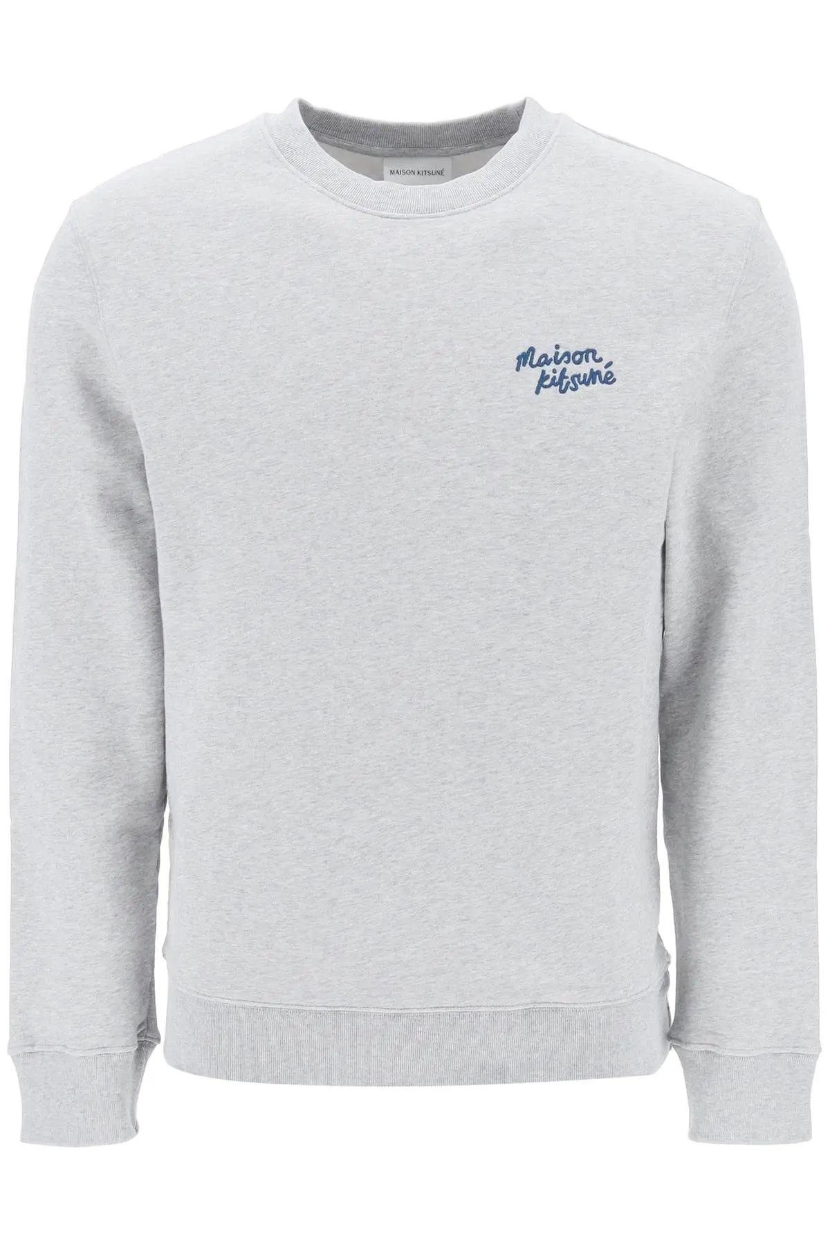 image of Maison Kitsune O1S22I1N0324 Crew-Neck Sweatshirt In Grey, Men's (Size Small)