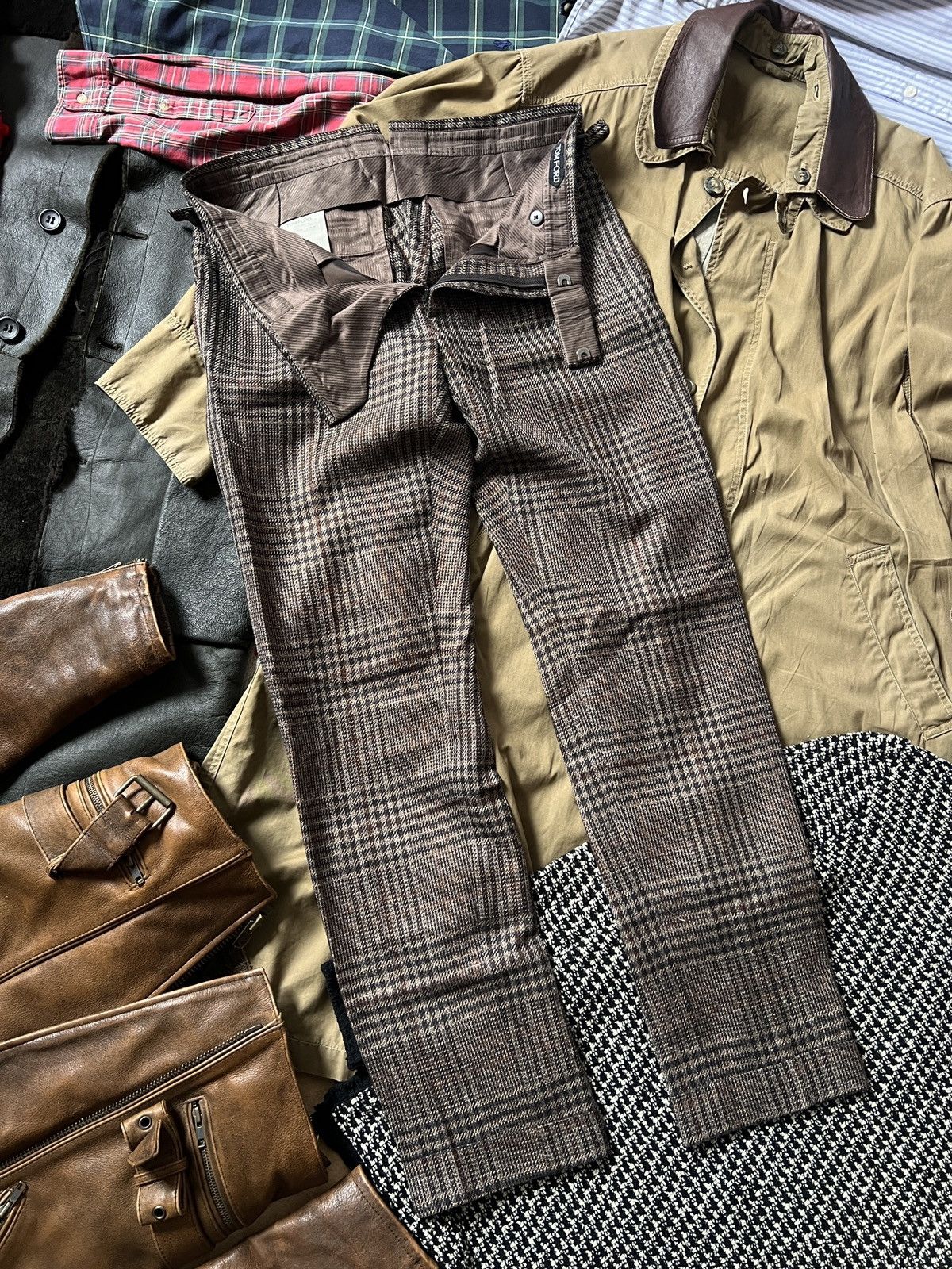 Tom Ford Tom Ford Striped Brown Wool+Silk Pants Trousers Size 28" / US 6 / IT 42 - 3 Thumbnail