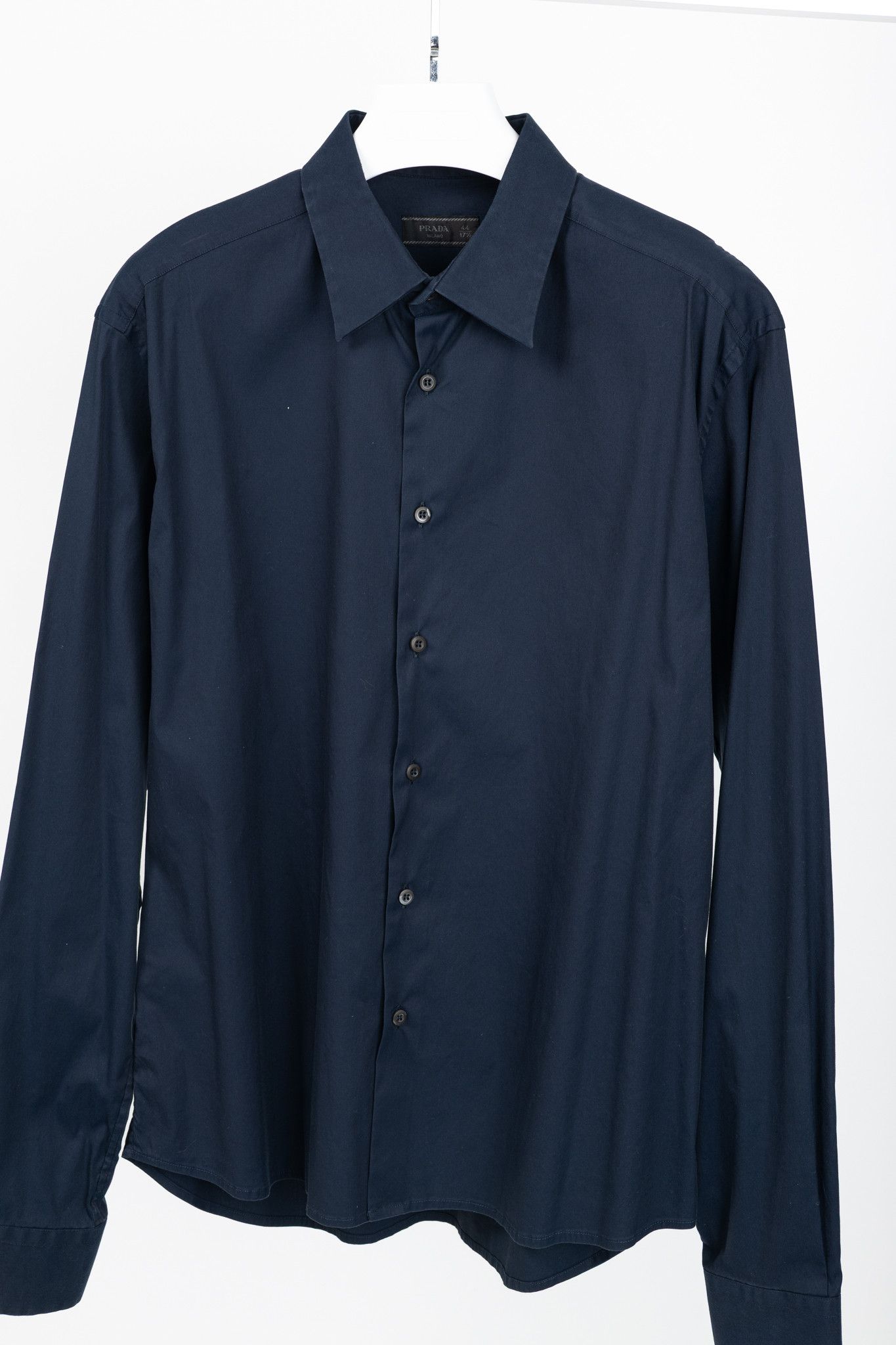 Prada Prada Navy Cotton-Poplin Buttoned Shirt Size US XL / EU 56 / 4 - 3 Thumbnail
