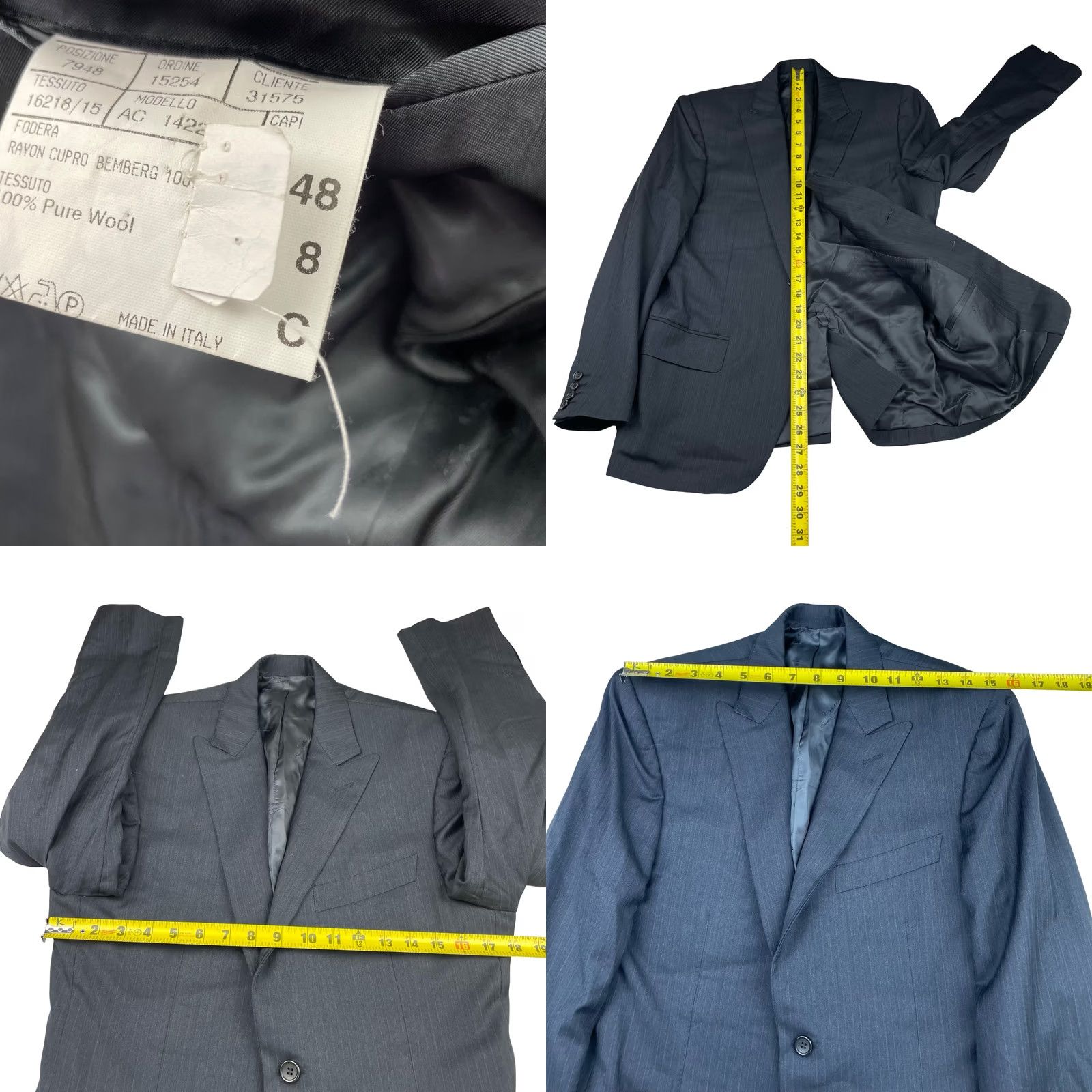 Canali Canali Blazer Jacket Gray/Blue Stripe 2-Button 100% Wool Notch Lapel Short US 38S, Italy, 38 Small Vintage No Mens Size 38R - 8 Thumbnail