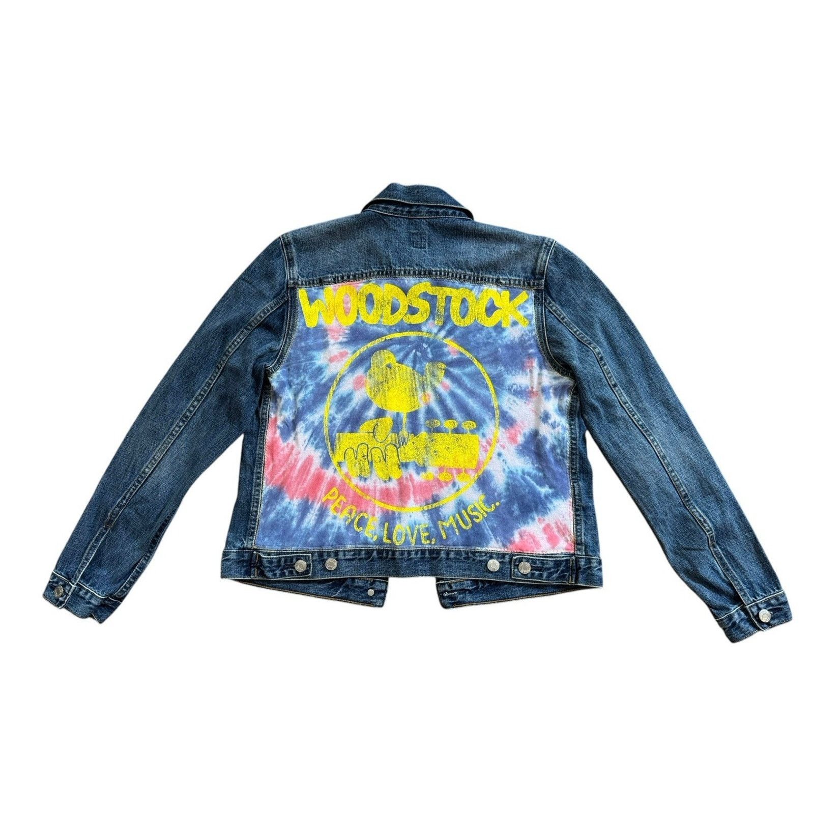 Gap WOODSTOCK 60s Tie Dye Upcycled Vintage Retro Denim Jacket M Size M / US 6-8 / IT 42-44 - 8 Thumbnail