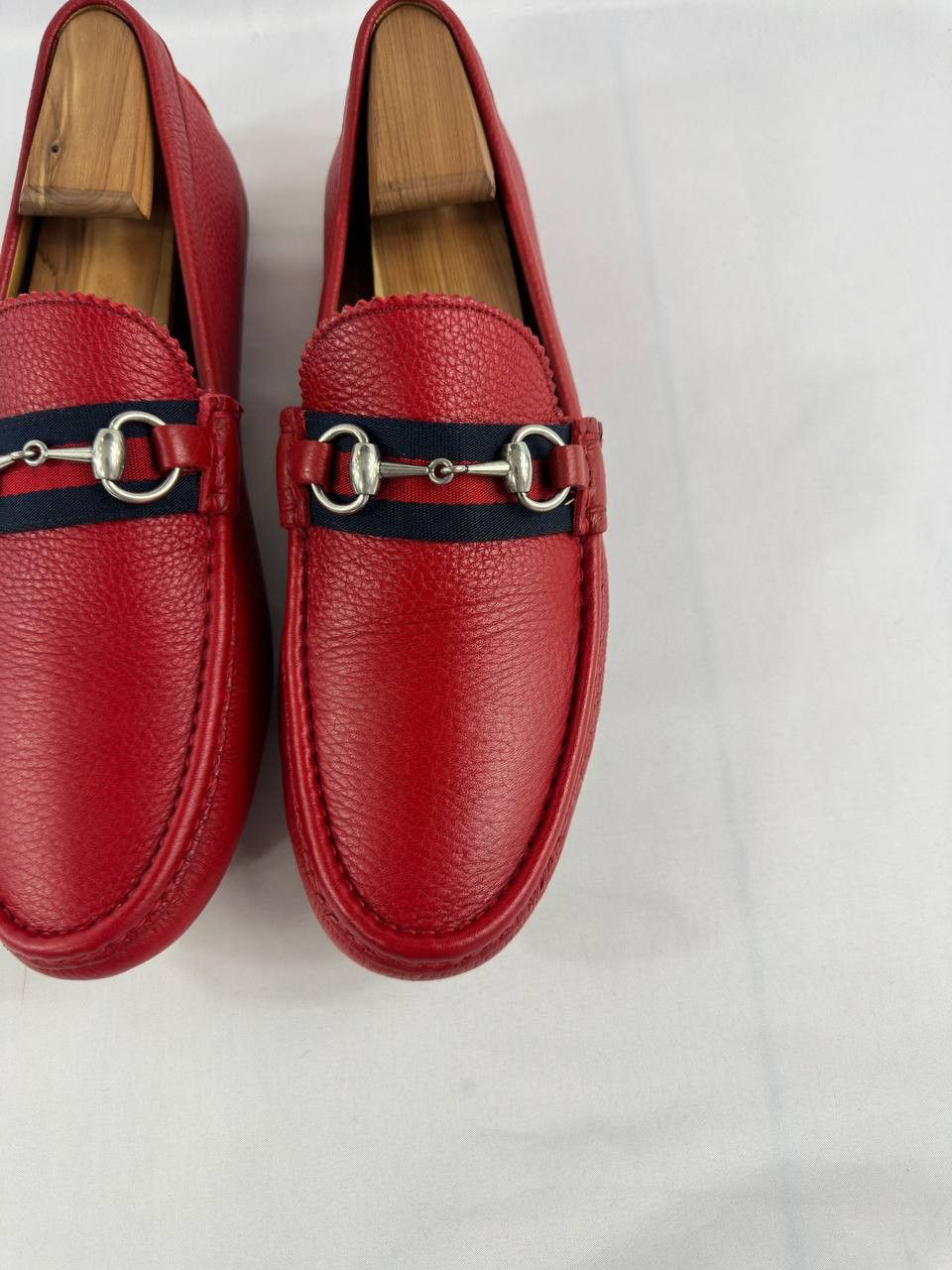 Gucci Gucci Red Leather Web Detail Horsebit Loafers Size US 10 / EU 43 - 7 Thumbnail