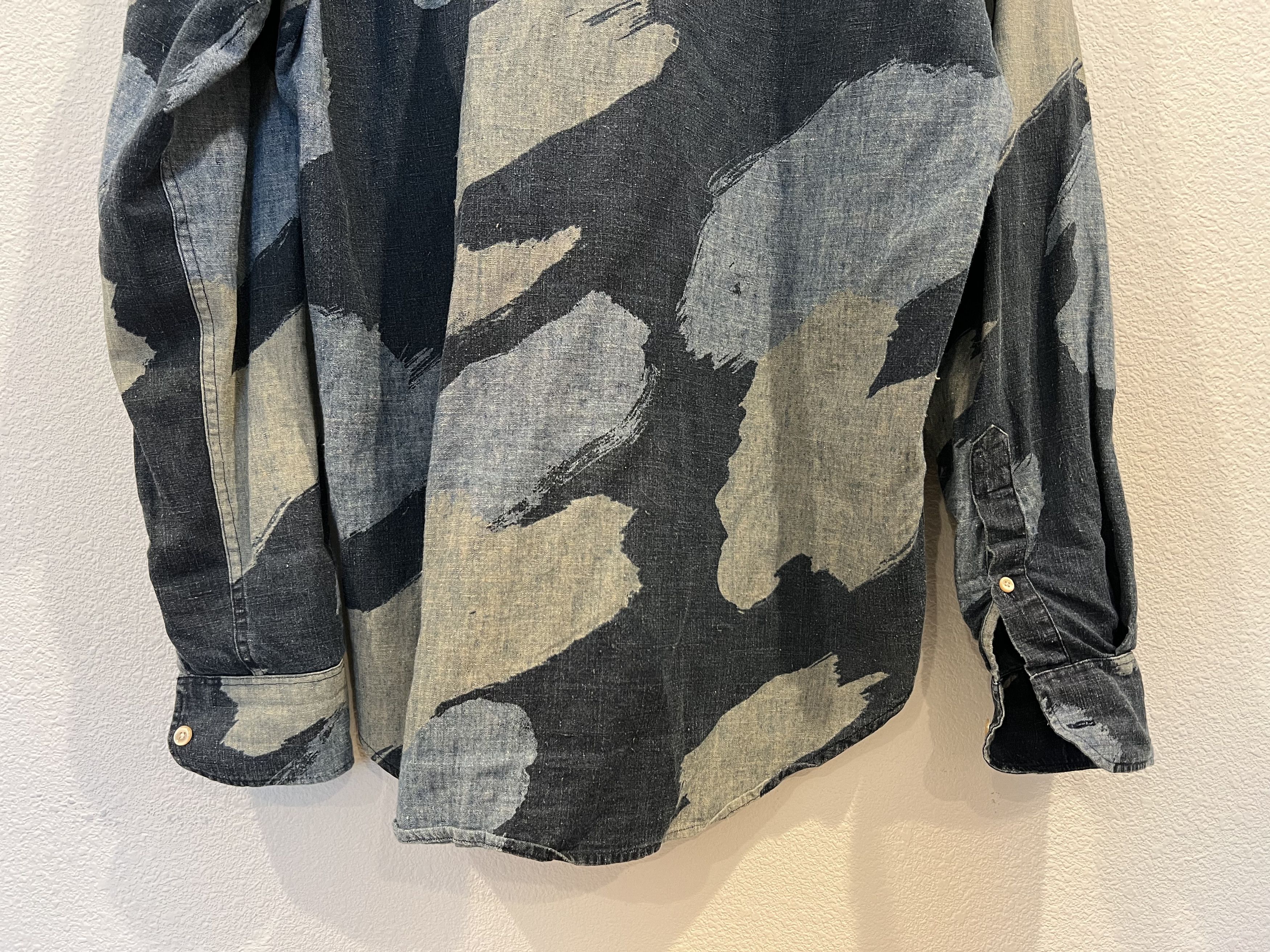 Our Legacy OUR LEGACY Camo Painted Indigo Japanese Hemp 1950's Shirt Size US S / EU 44-46 / 1 - 5 Thumbnail