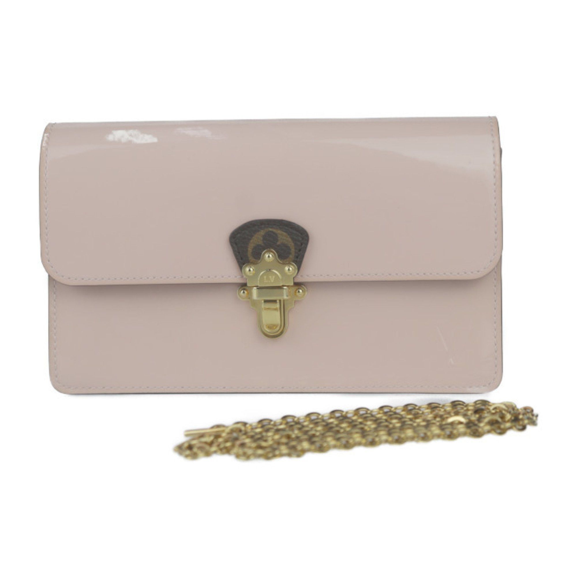 Louis Vuitton Portefeuille Cherry Wood Shoulder Bag M63306 Monogram Canvas Rose Ballerine Chain Wallet R2429073007132 in Brown, Women's
