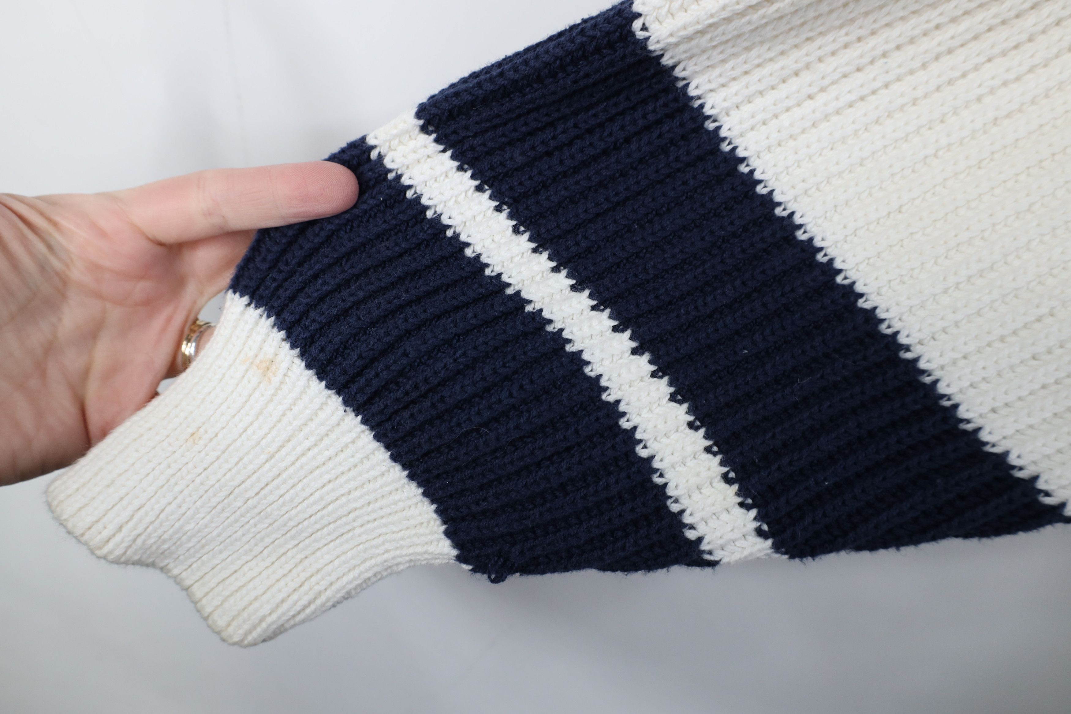 Nautica Vintage 90s Nautica Ribbed Knit Shawl Cardigan Sweater White Size US L / EU 52-54 / 3 - 9 Thumbnail