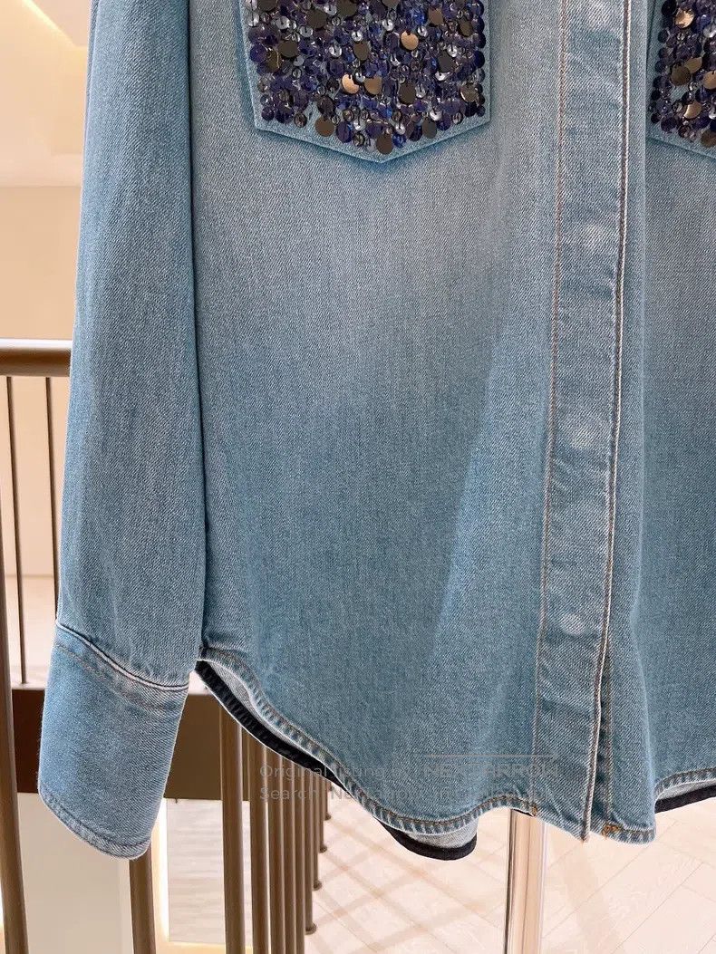 Valentino Valentino Sequin embellishment Shirt-style denim jacket Size US XS / EU 42 / 0 - 4 Thumbnail