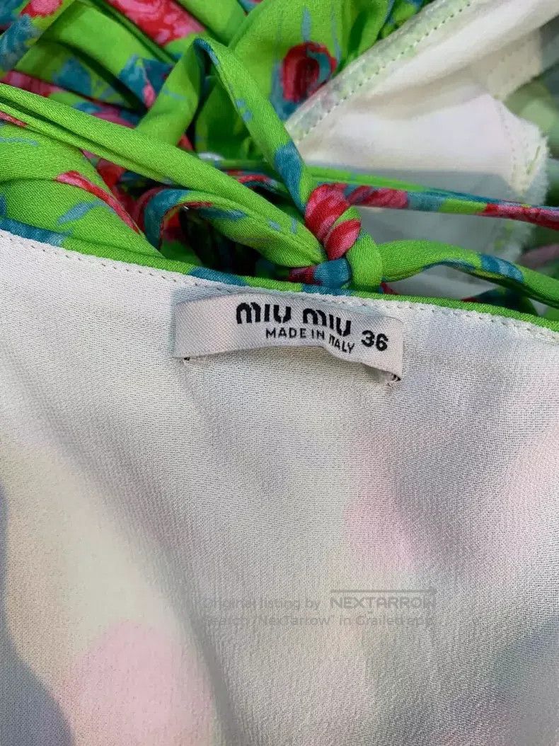 Miu Miu Miu Miu 36 Red flower backless dress with green background. Size S / US 4 / IT 40 - 5 Thumbnail