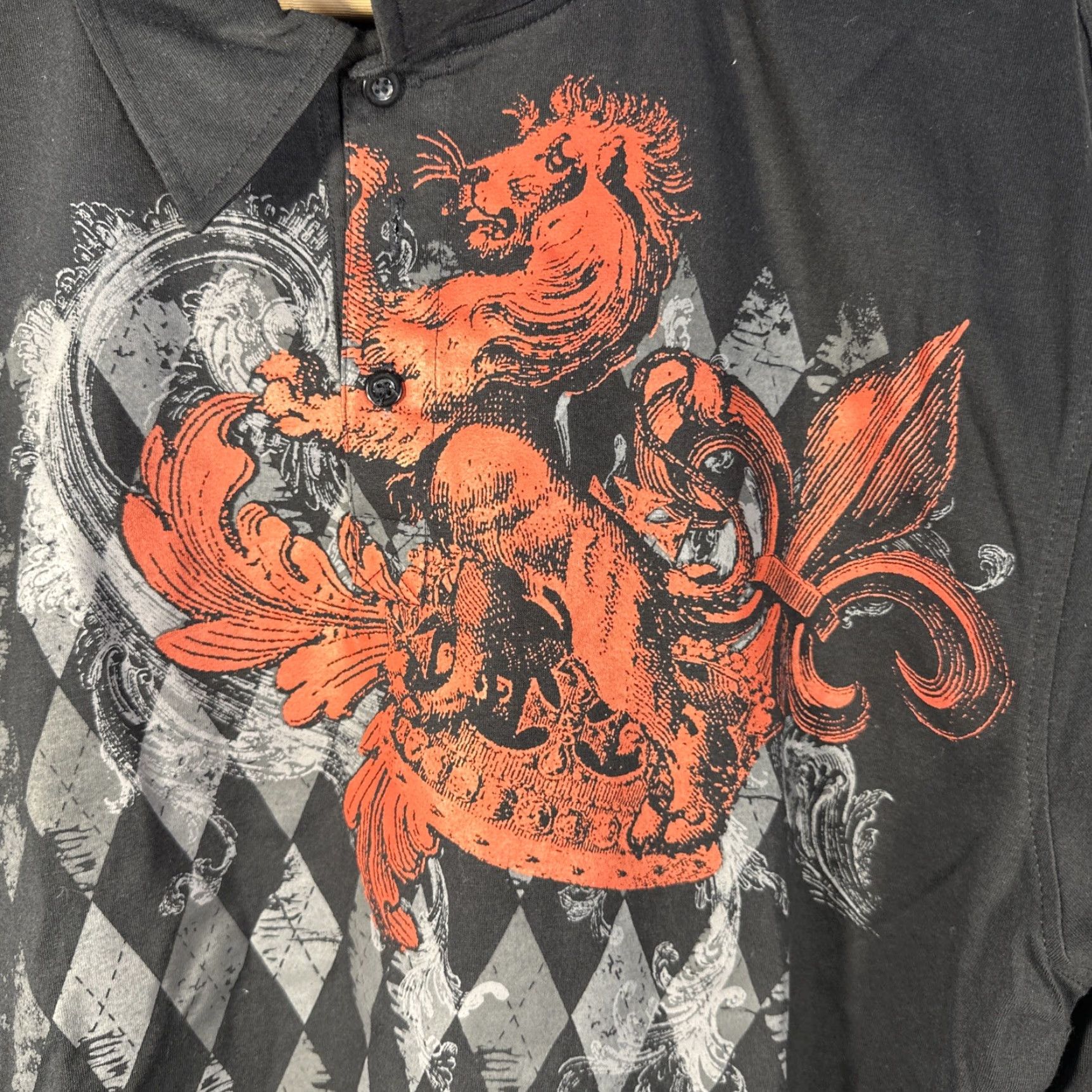 Bugle Boy VINTAGE Bugle Boy Polo Shirt Mens XL Black Lion Graphic Argyle Print Shirt Size US XL / EU 56 / 4 - 2 Thumbnail