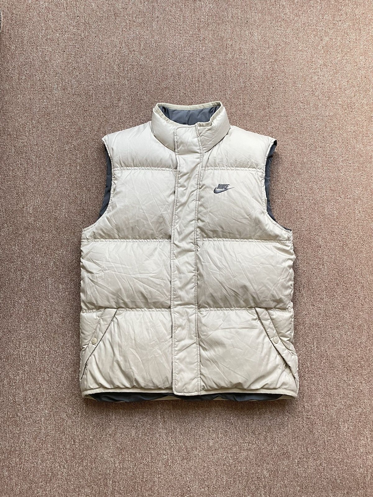 Reversible Nike Cream Puffer Nylon Vest
