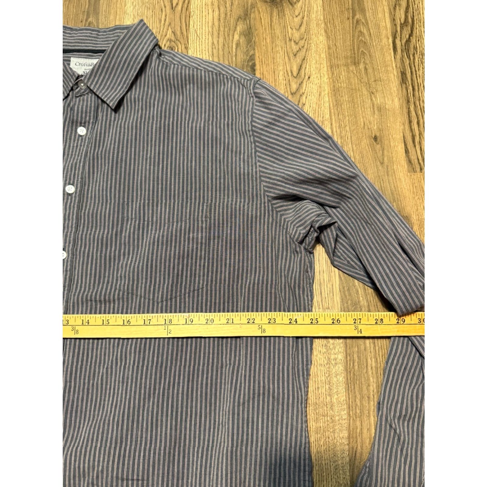 Croft & Barrow Croft & Barrow Shirt Mens XL Tall Striped Grey Red White Long Sleeve Button Up Size US XL / EU 56 / 4 - 6 Thumbnail