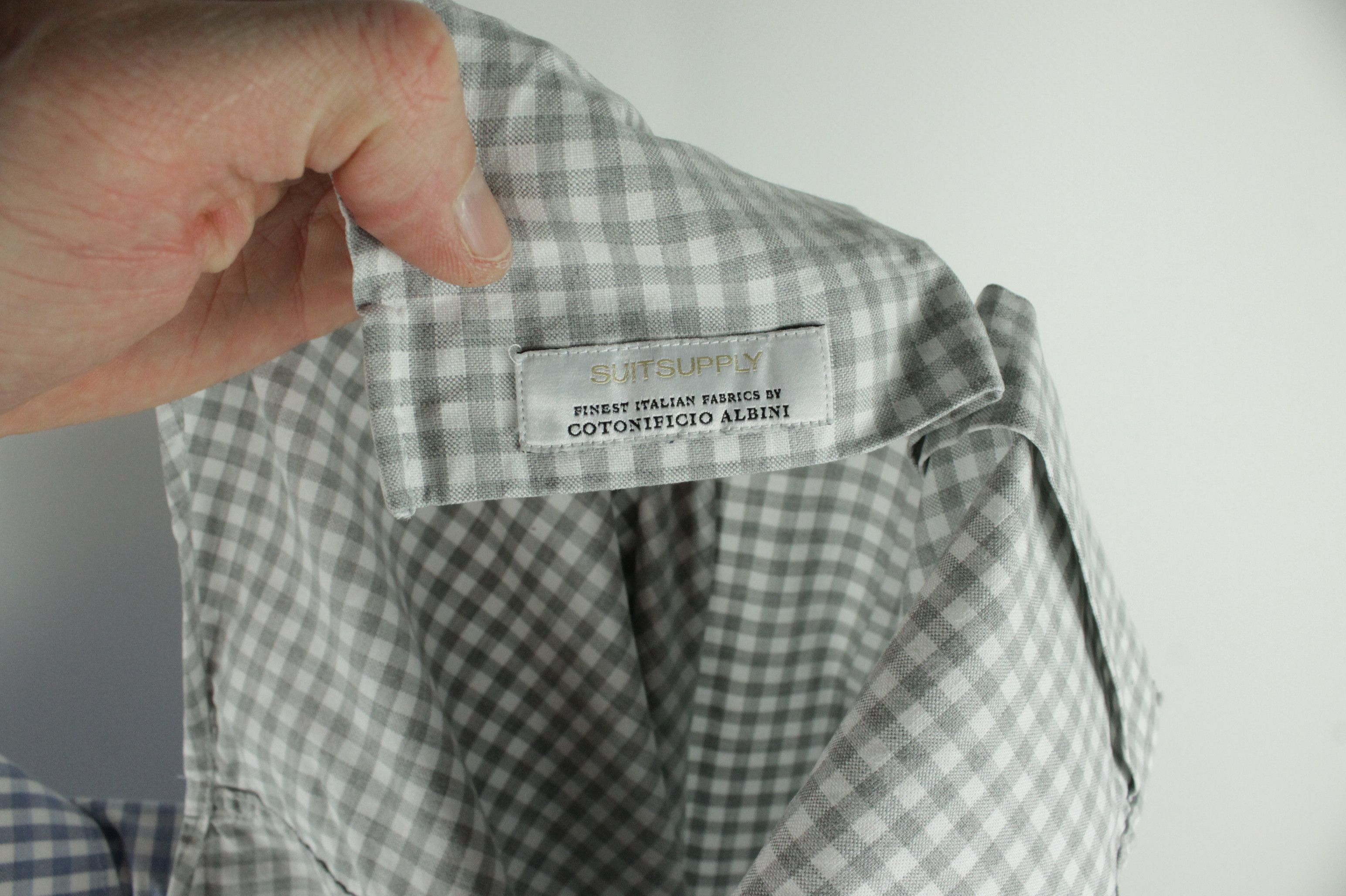 Suitsupply Suitsupply Cotton Two Ply Gray Check Formal Slim Fit Shirt Size US L / EU 52-54 / 3 - 9 Thumbnail