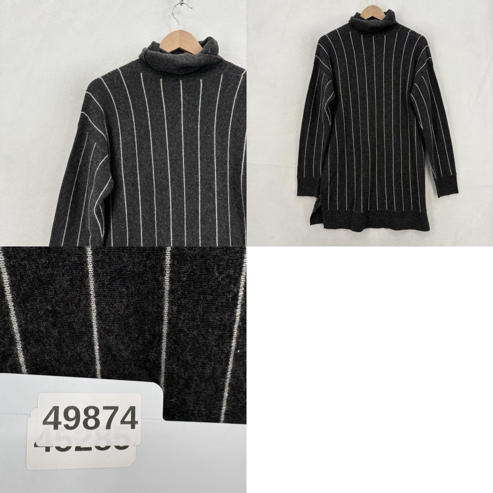 Lord & Taylor LORD & TAYLOR Sweater Tunic Womens Medium Gray Stripe Cowl Neck Cashmere Blend Size M / US 6-8 / IT 42-44 - 9 Thumbnail