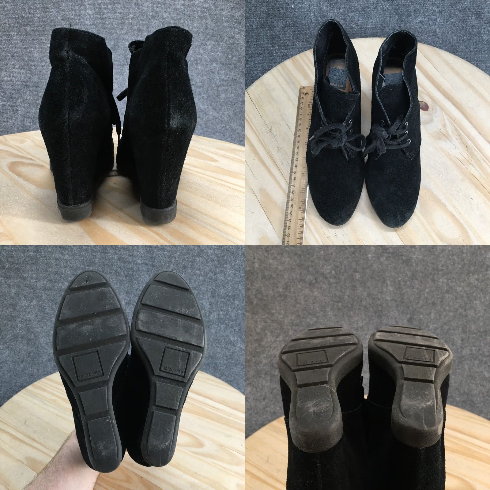 Dolce Vita Dolce Vita Boots Womens 8.5 Casual Lace Up Wedge Ankle Bootie Black Leather Boots Size US 9 / IT 39 - 8 Thumbnail
