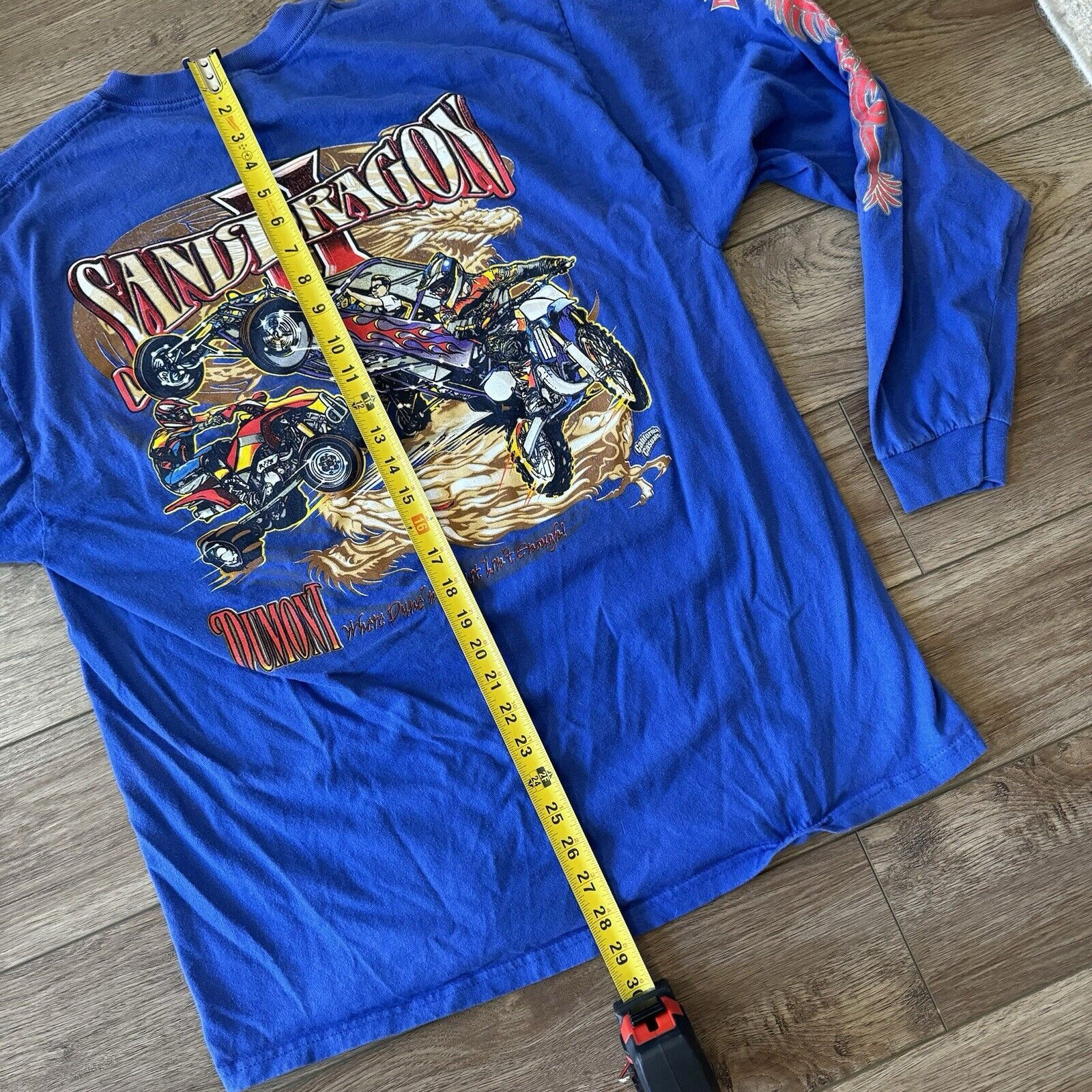 Hanes Vintage Sand Dragon Dirt Dunes Motocross Blue Long Sleeve Size US XL / EU 56 / 4 - 9 Thumbnail