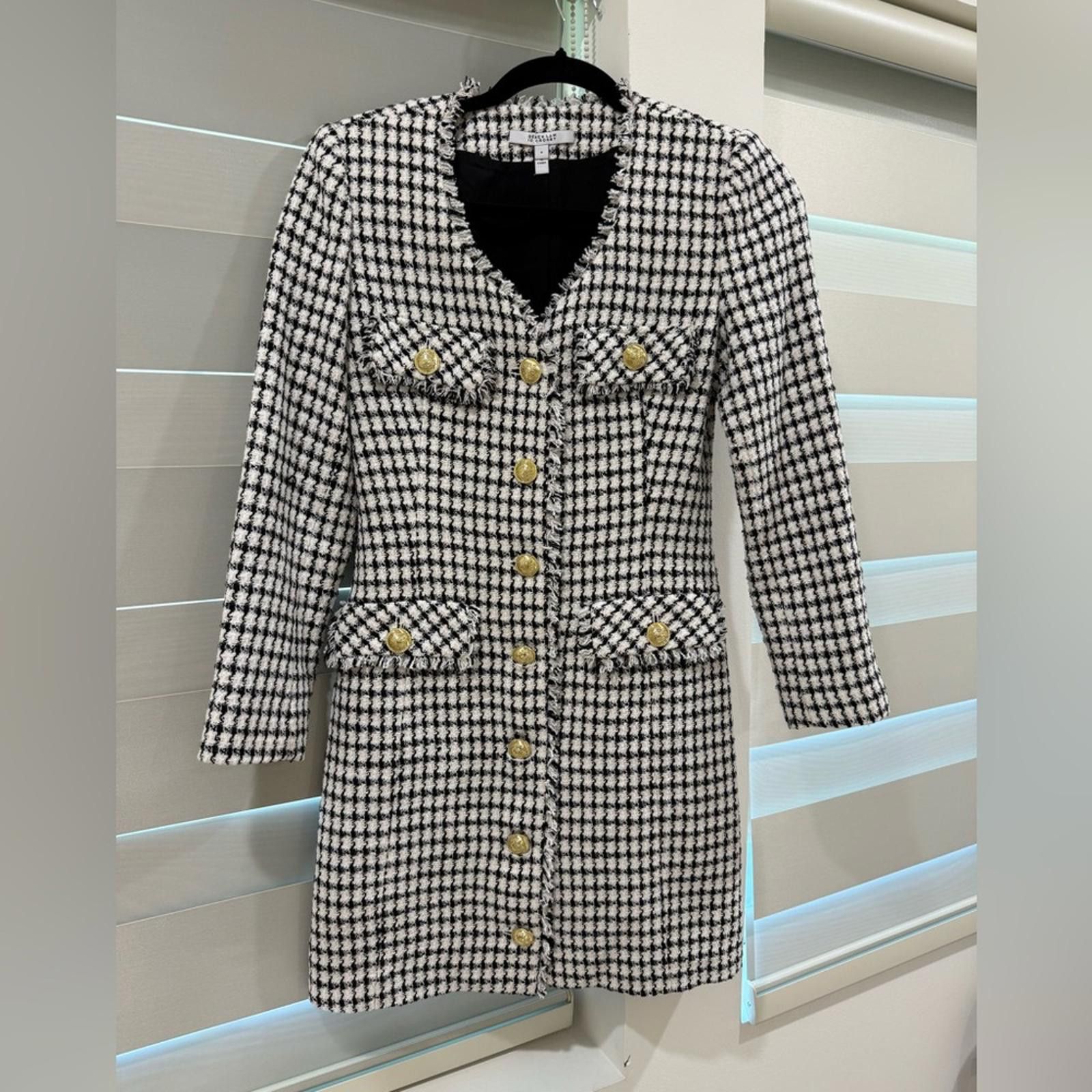 Other 10 Crosby Derek Lam Black and White Houndstooth Dress Size XS / US 0-2 / IT 36-38 - 2 Thumbnail