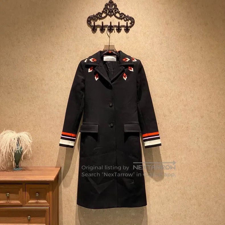 Valentino Valentino Black beaded heavy patchwork wool coat Size S / US 4 / IT 40 - 1 Thumbnail