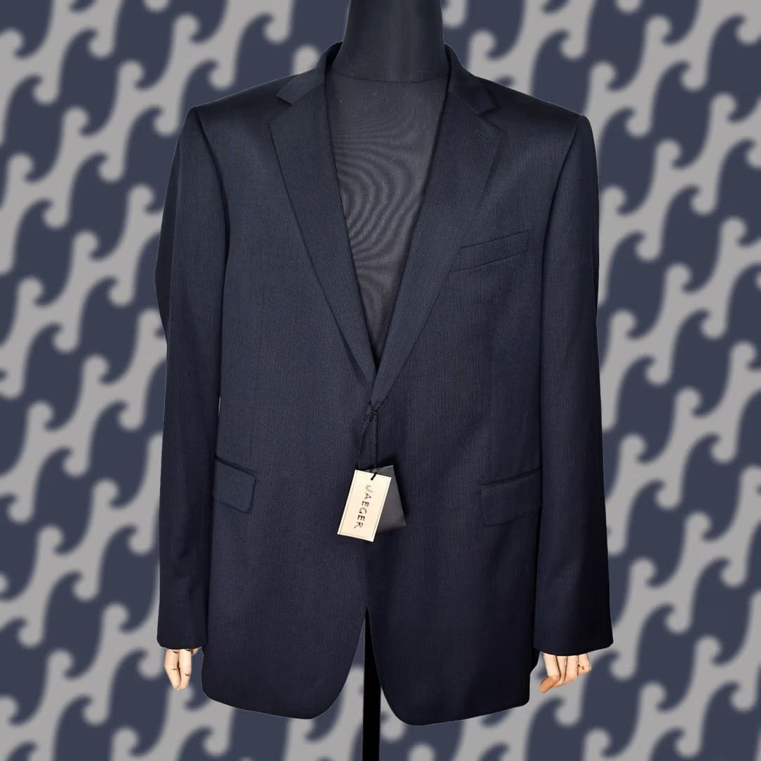 Jaeger Jaeger Men's Blazer Size 48L Blue Single Breasted Wool Check Size 48R - 1 Thumbnail