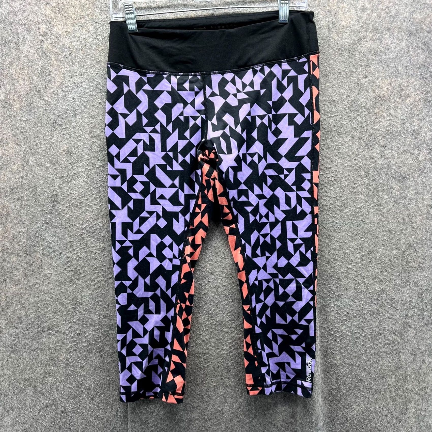 Reebok Reebok Leggings Womens M Purple Black Coral Pattern Stretch Capri Pants CrossFit Compression Activewear Skinny Set Size 32" / US 10 / IT 46 - 2 Thumbnail