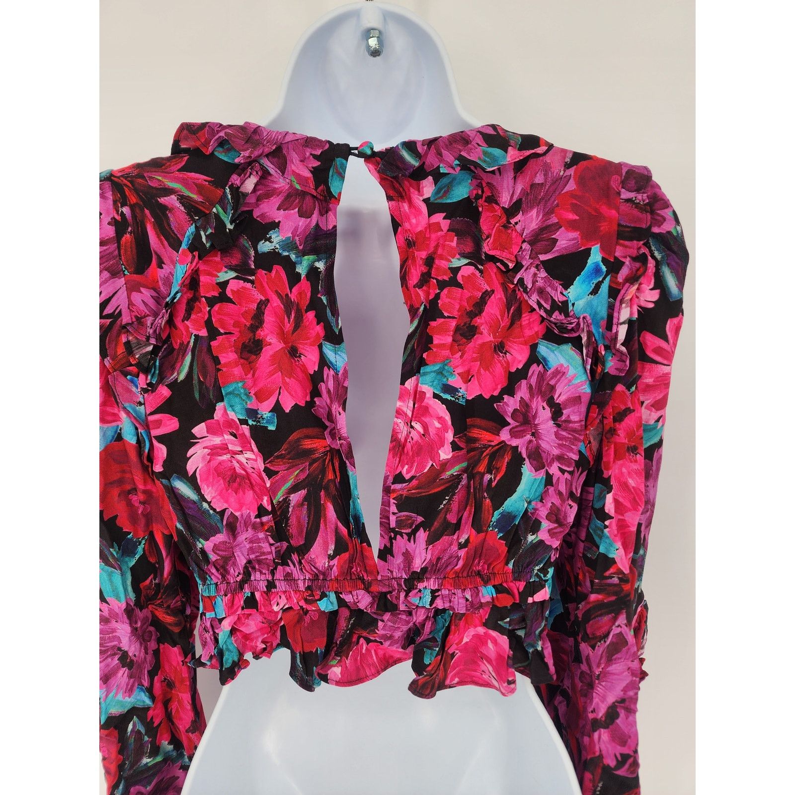 For Love & Lemons For Love & Lemons Floral Ruffle "Scarlett" Crop Top Size XS Size XS / US 0-2 / IT 36-38 - 4 Thumbnail