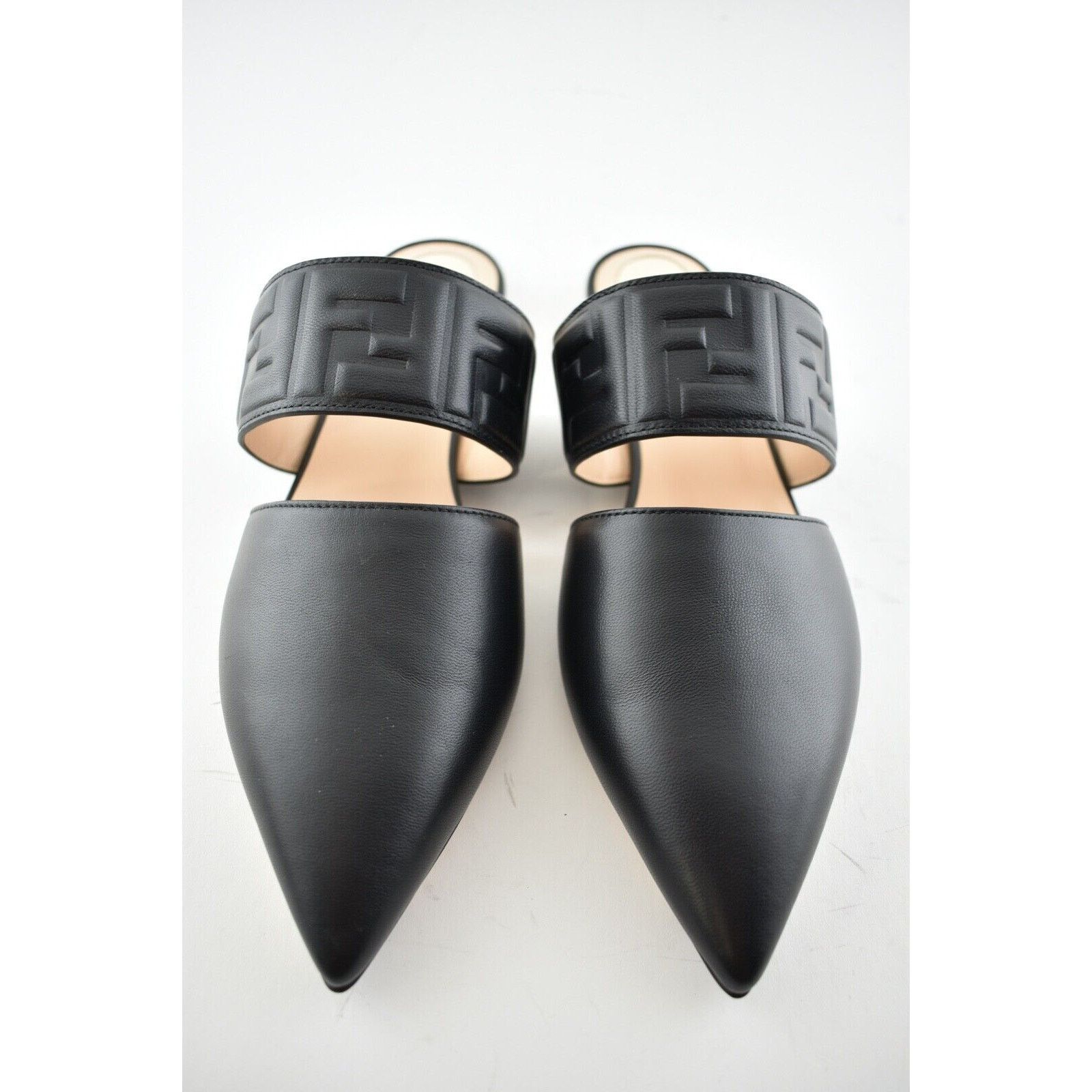 Fendi Fendi Motif FF Logo Black Leather Pointed Toe Ballerina Size US 7.5 / IT 37.5 - 5 Thumbnail