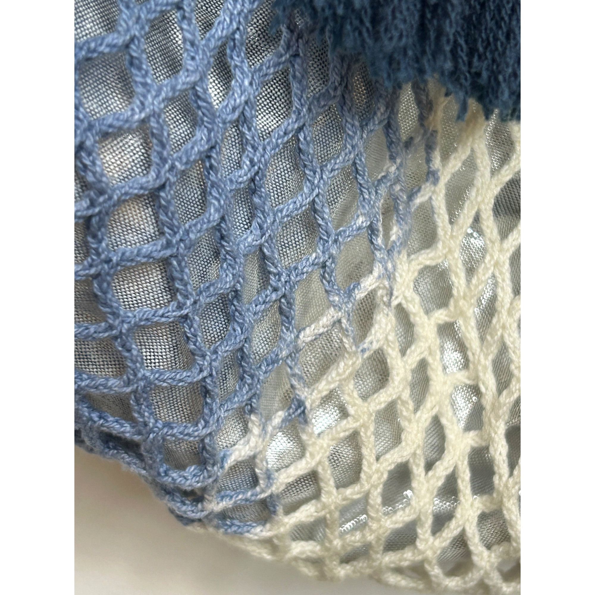Other America & Beyond Handheld Tote Bag Fishnet Blue White Ombré Size ONE SIZE - 11 Thumbnail