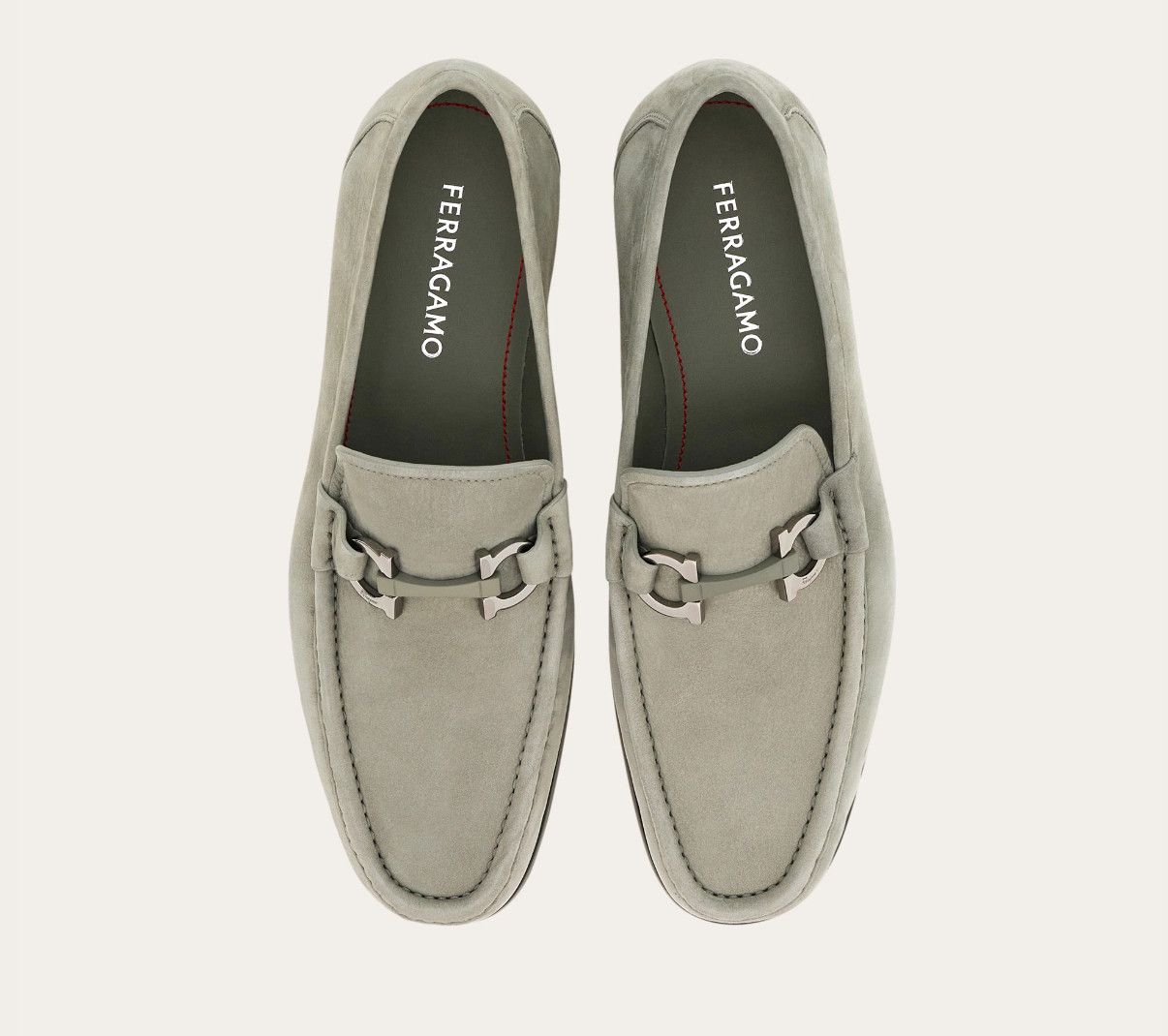 Salvatore Ferragamo o1s1rm0126 Grandioso Suede Loafers in Grey Size US 11 / EU 44 - 2 Thumbnail