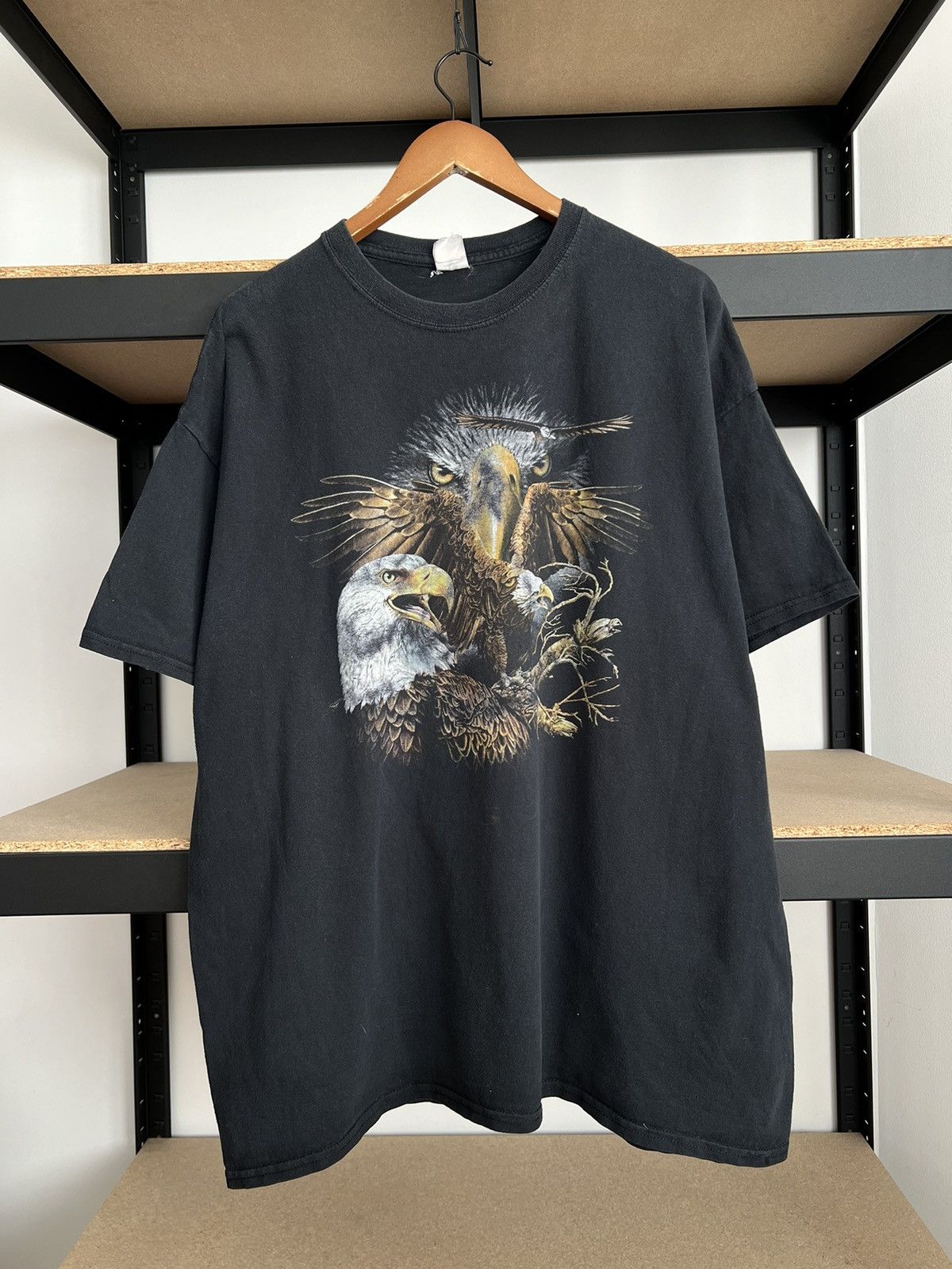 Vintage Vintage 2000s Eagle Animals Nature Graphic Black T-shirt Size US XXL / EU 58 / 5 - 1 Thumbnail