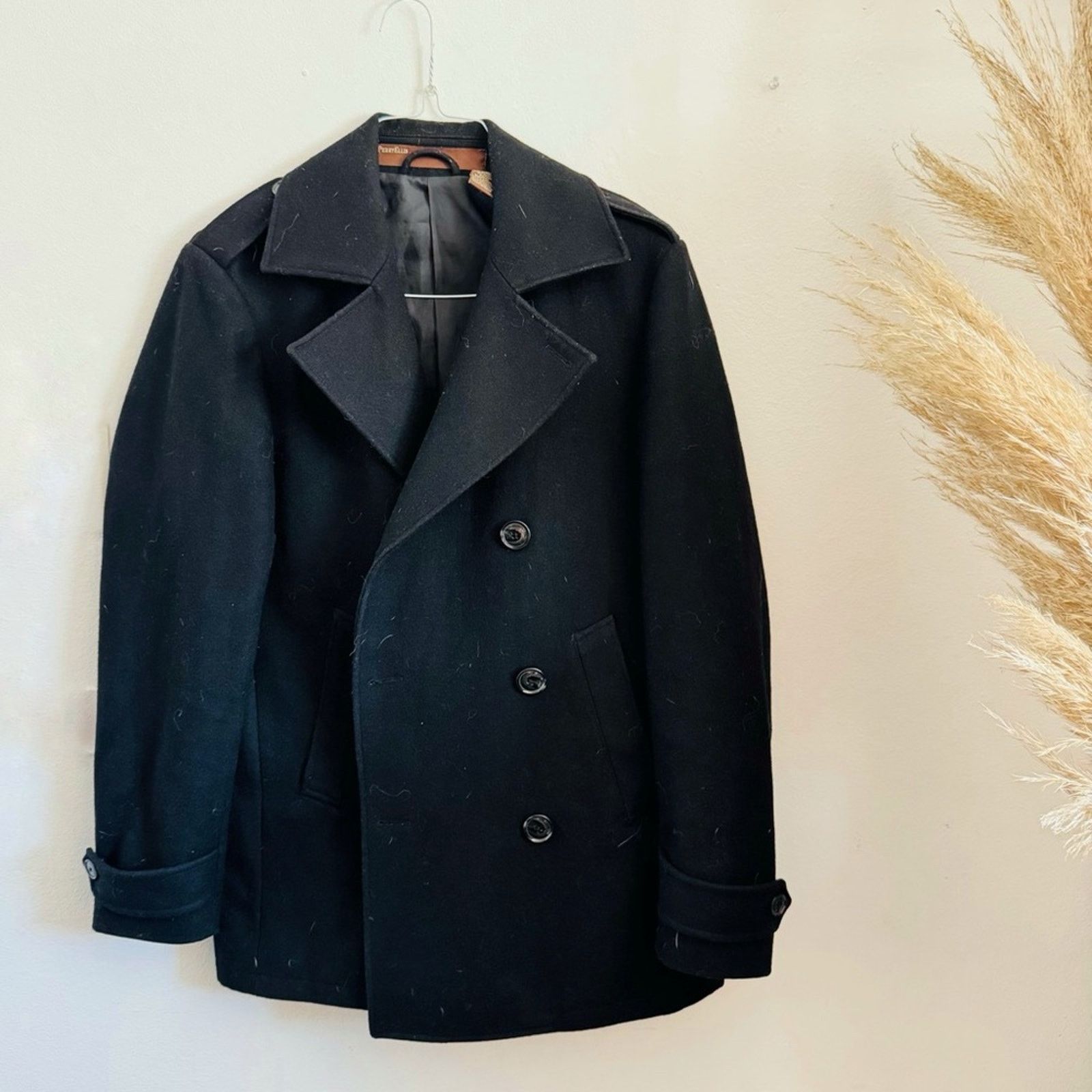 Perry Ellis PERRY ELLIS $328 Black Wool Pea Coat Button Outer Jacket S Size US S / EU 44-46 / 1 - 6 Thumbnail