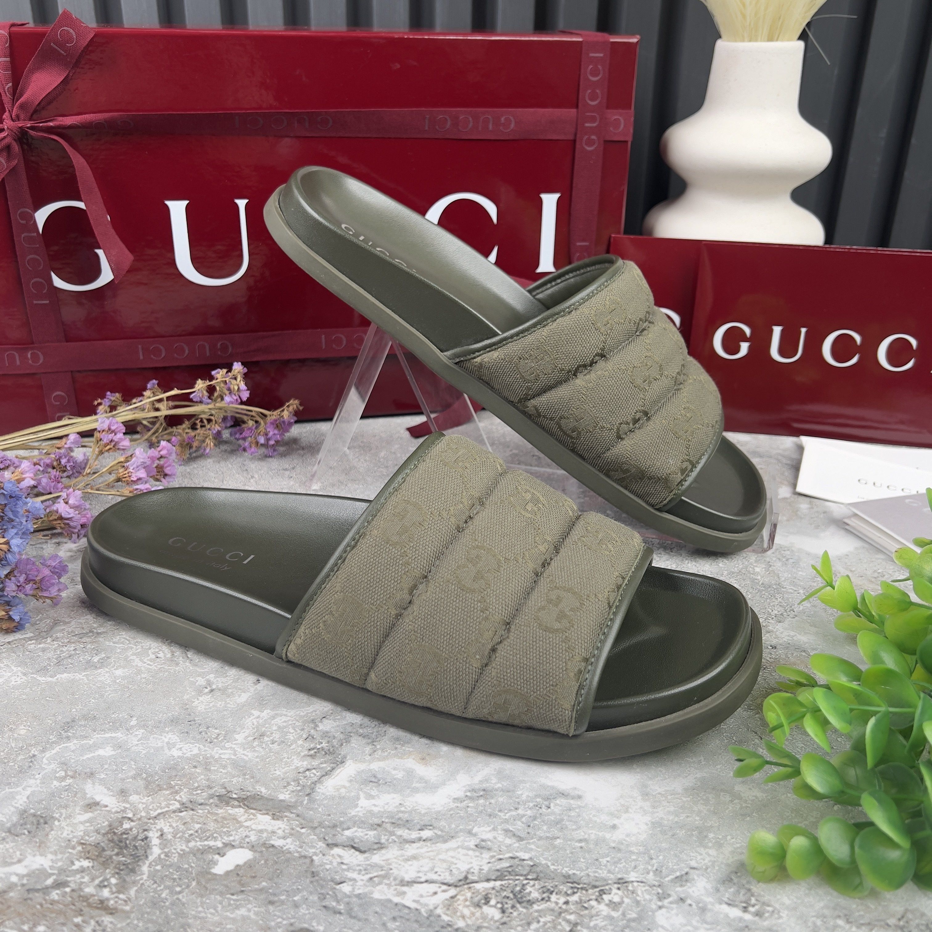 Gucci Gucci GG Monogram Quilted Slide Sandals Canvas Fabric Size US 7.5 / EU 40-41 - 6 Thumbnail