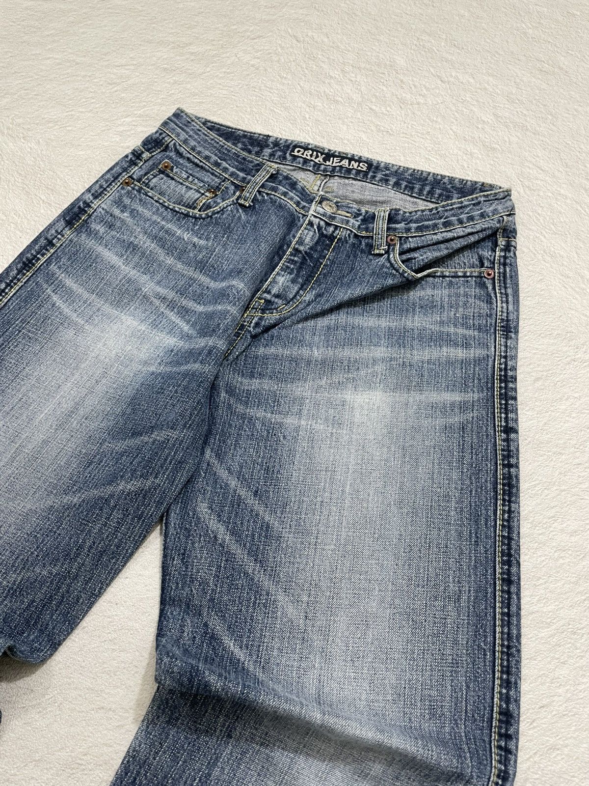 Japanese Brand 2000s Orix Jeans Distressed Wash Denim Y2K Size US 28 / EU 44 - 3 Thumbnail