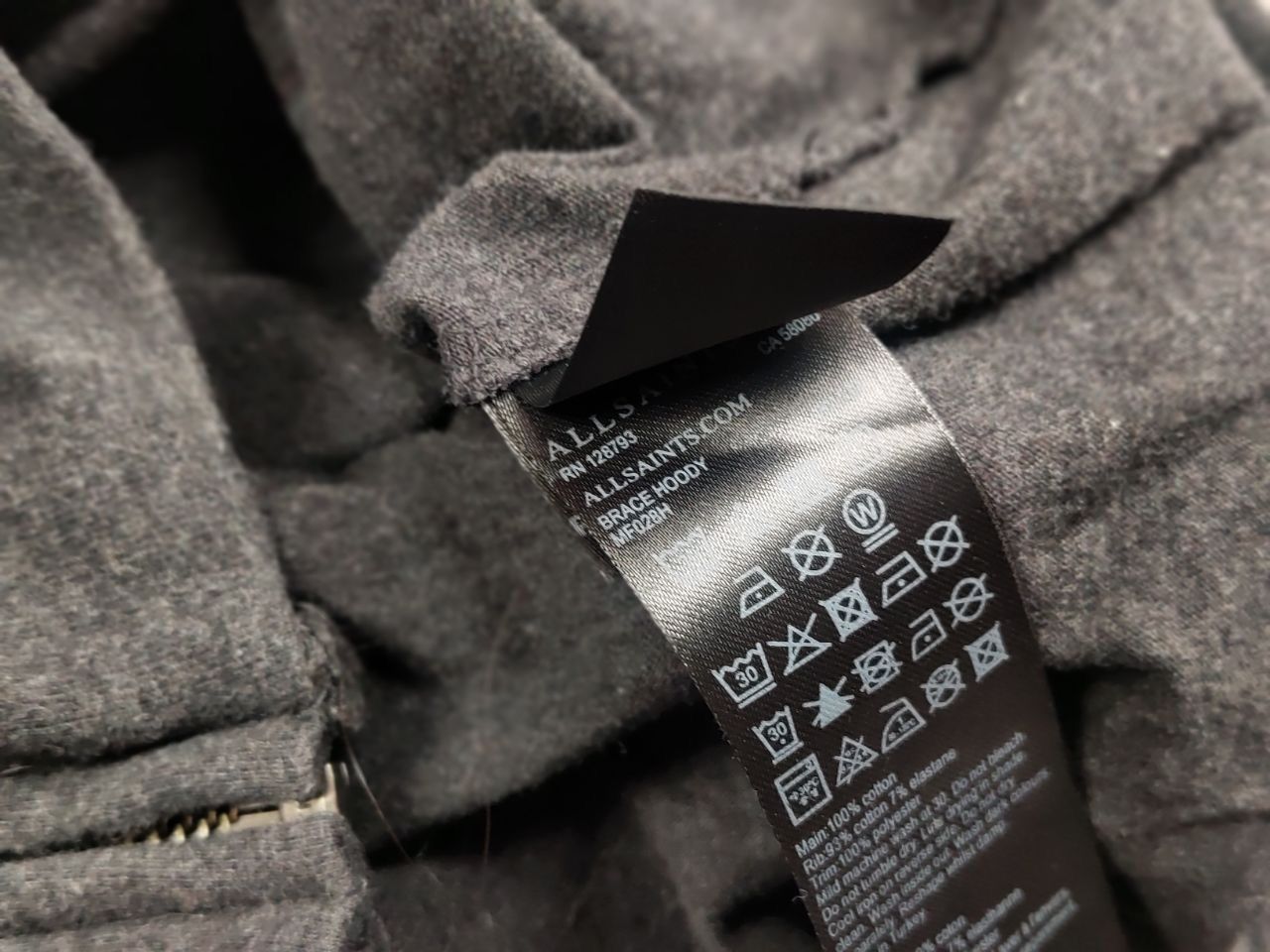 Allsaints Allsaints Brace Dark Gray Full Zip Light Hoodie Size US L / EU 52-54 / 3 - 19 Thumbnail