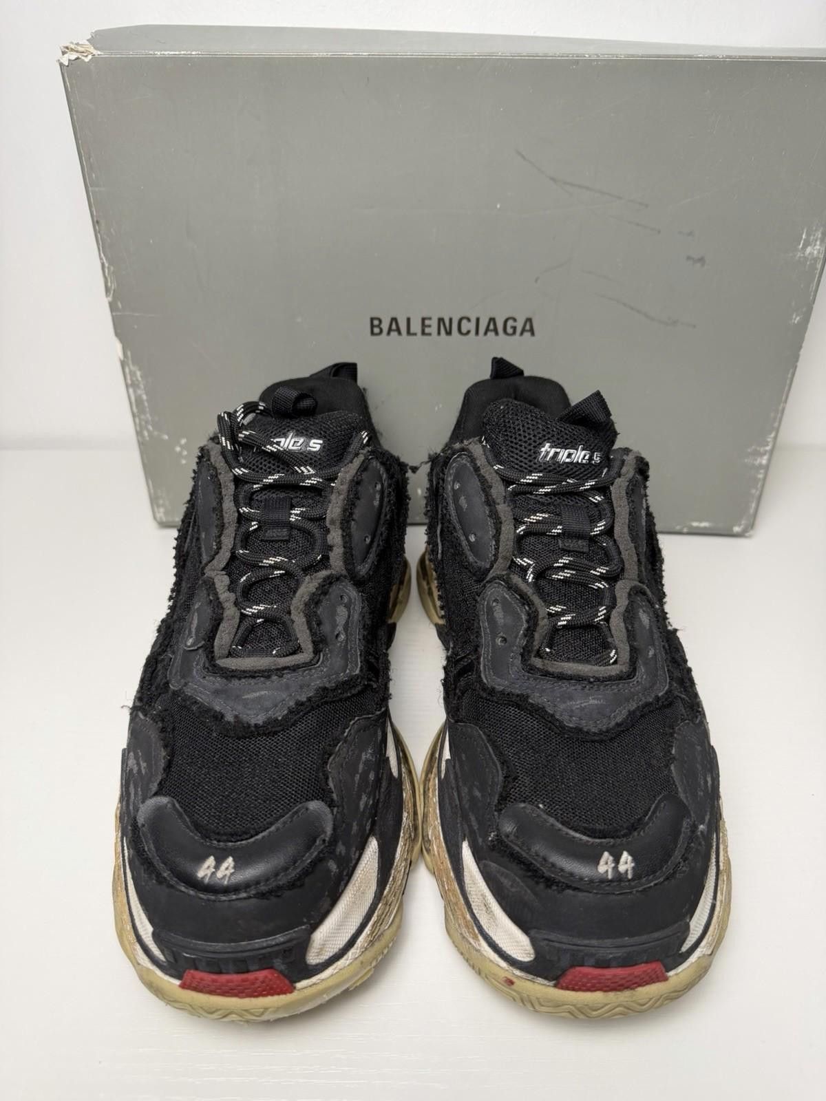 Balenciaga Limited Edition Balenciaga Triple S Black Distressed US 11 Size US 11 / EU 44 - 2 Thumbnail