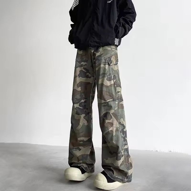 Japanese Brand Cargo Camo Stacked Pants, Wide Leg Pants Size US 29 - 4 Thumbnail