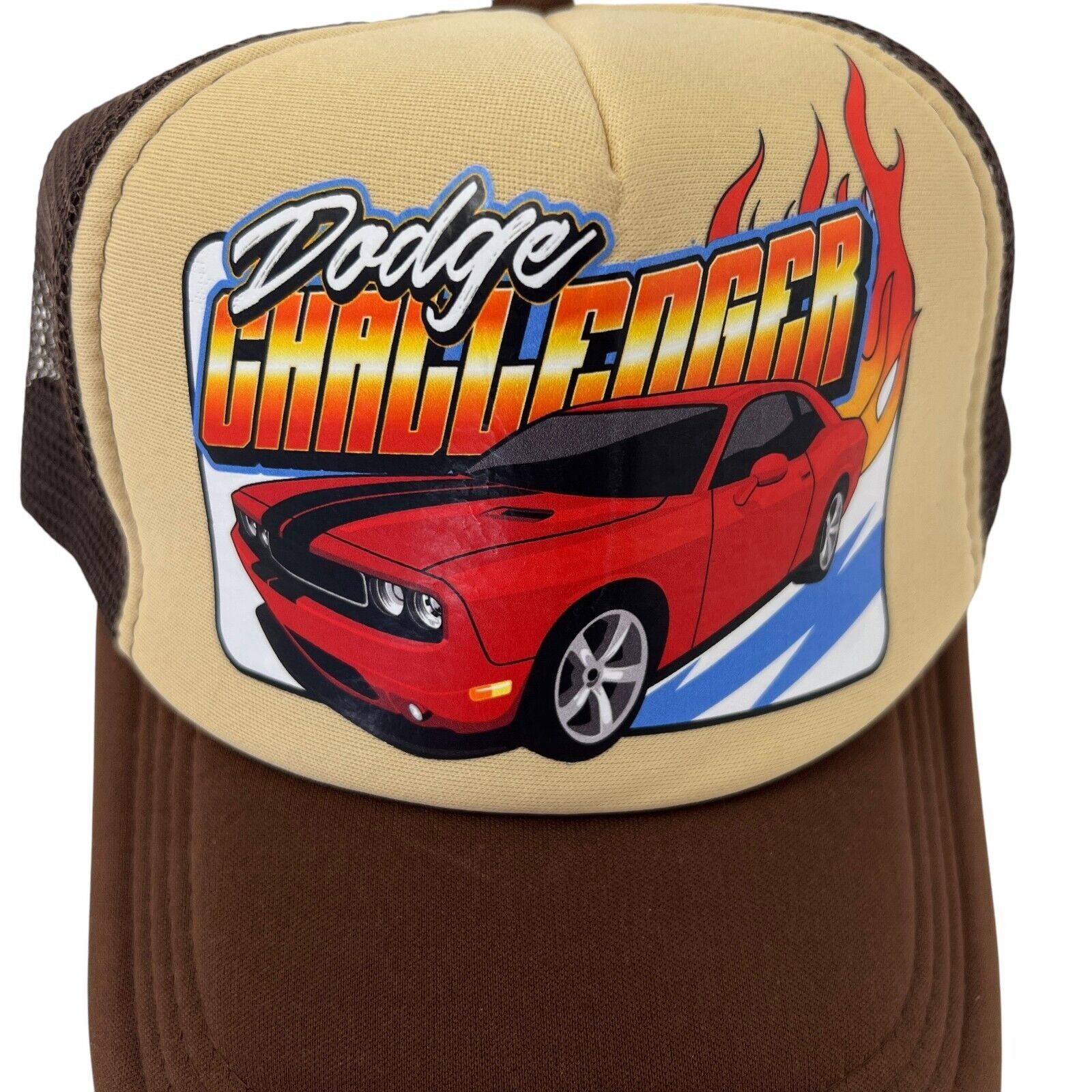 Reason Dodge Challenger Mesh Snapback Trucker Hat Cap Brown Size ONE SIZE - 6 Thumbnail