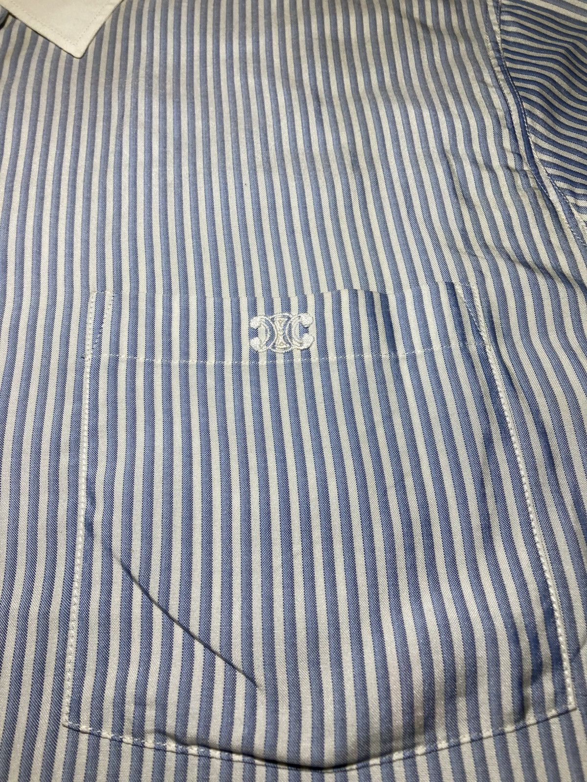Celine SS22 Celine Oversized Striped Silk Shirt Triomphe 2022 Hedi Size US S / EU 44-46 / 1 - 4 Thumbnail