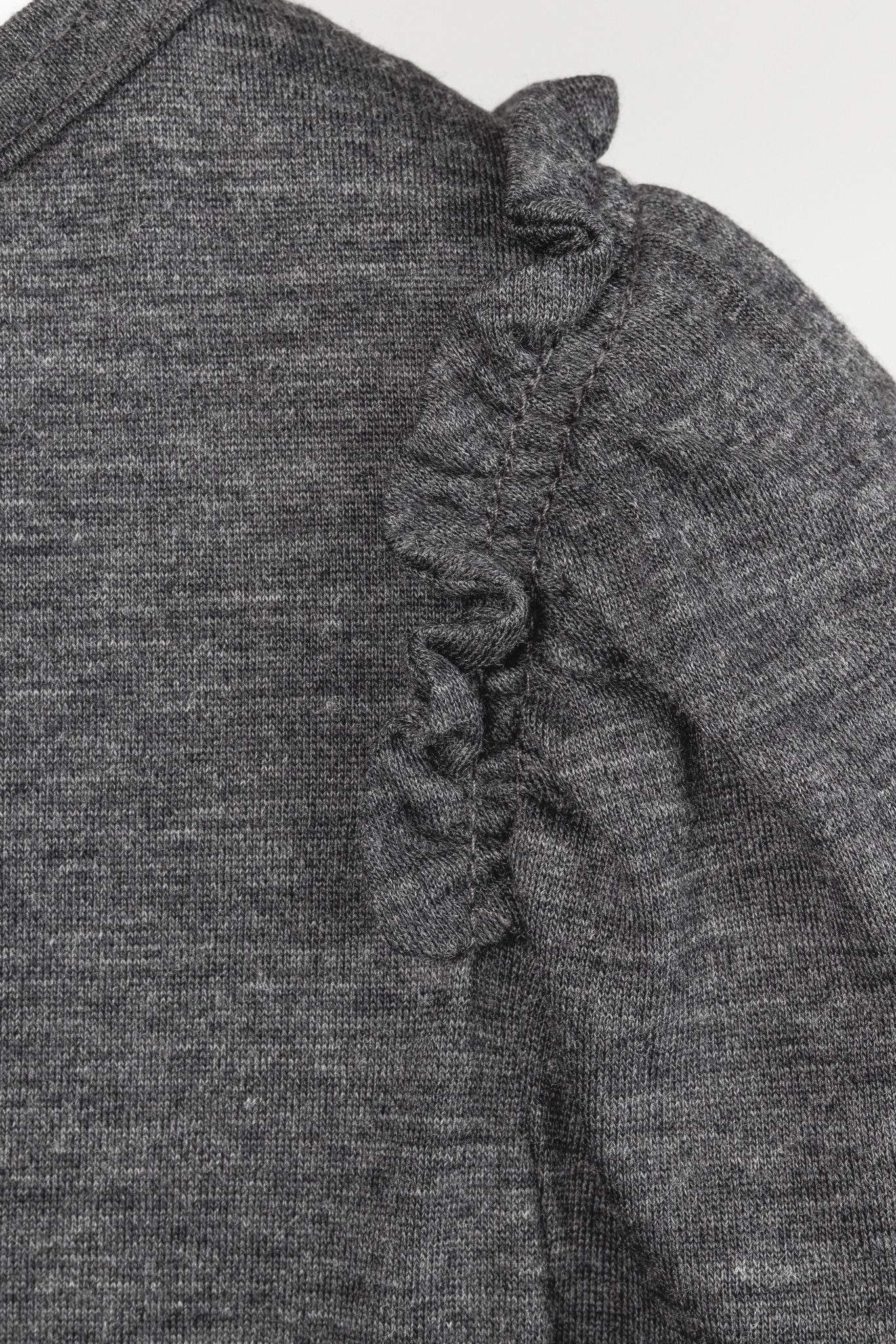 Burberry Burberry Brit Grey Wool-Blend Ruffled-Shoulder Mini Dress Size S / US 4 / IT 40 - 6 Thumbnail