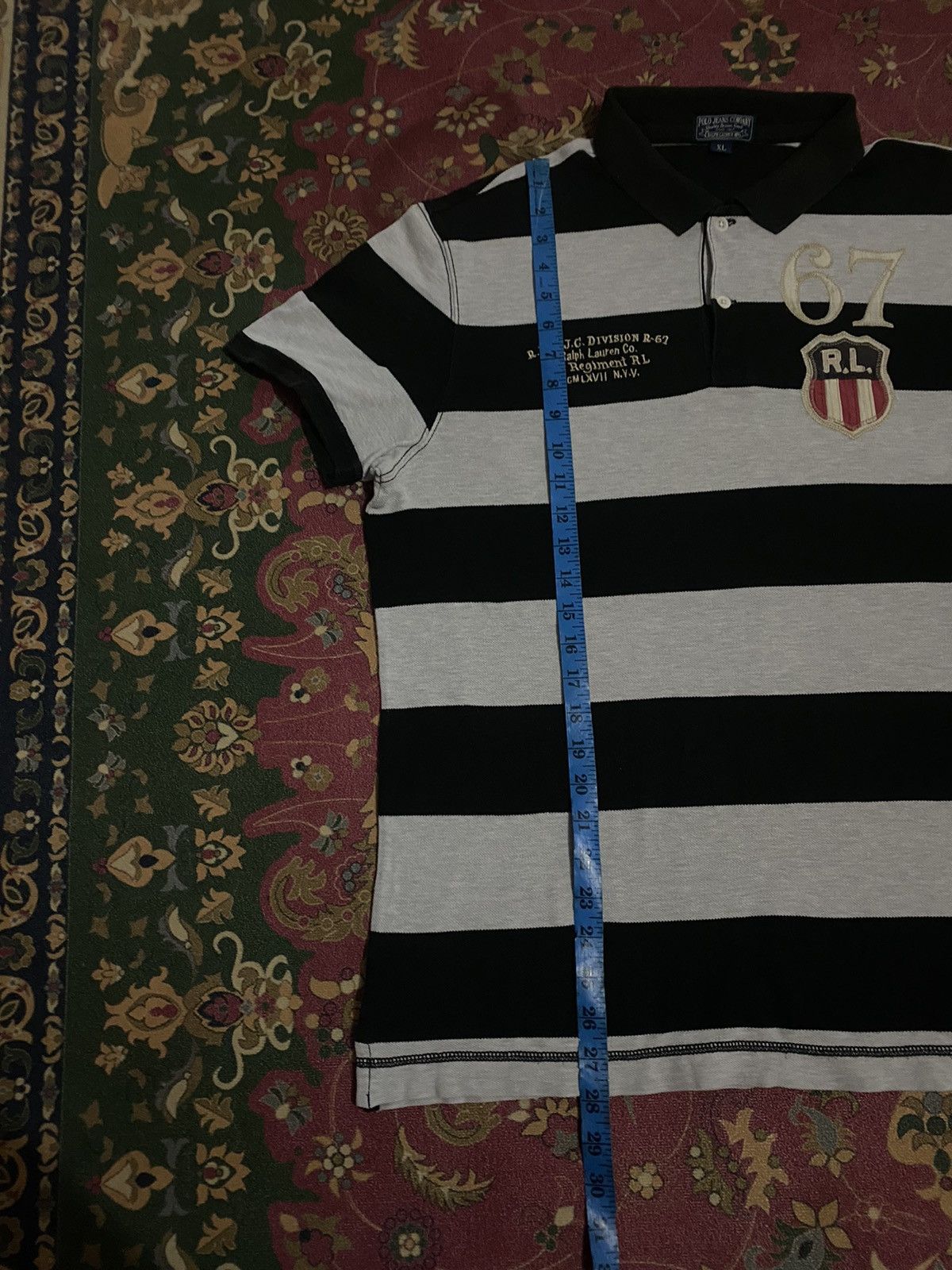 Designer × Polo Ralph Lauren × Vintage Vintage Ralph Lauren RL 67 Striped Polo Shirt Size US L / EU 52-54 / 3 - 9 Thumbnail