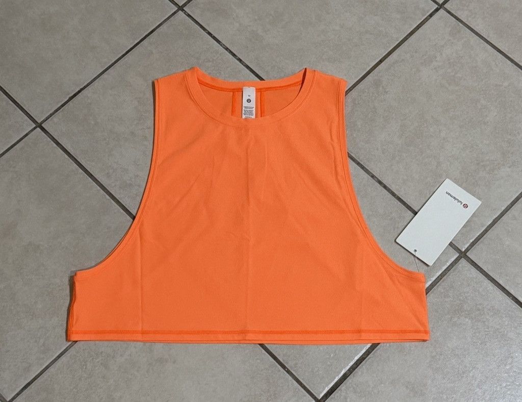 Lululemon LULULEMON MUSCLE LOVE CROP TANK TOUGH HIGHLIGHT ORANGE SZ 10 Size L / US 10 / IT 46 - 3 Thumbnail