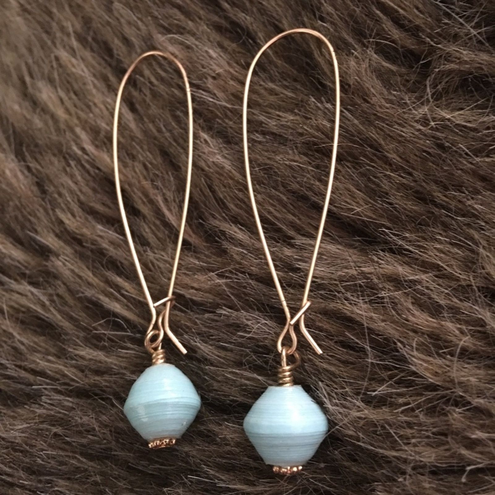 Handmade Handmade turquoise glass bead gold tone ear wires Size ONE SIZE - 1 Thumbnail