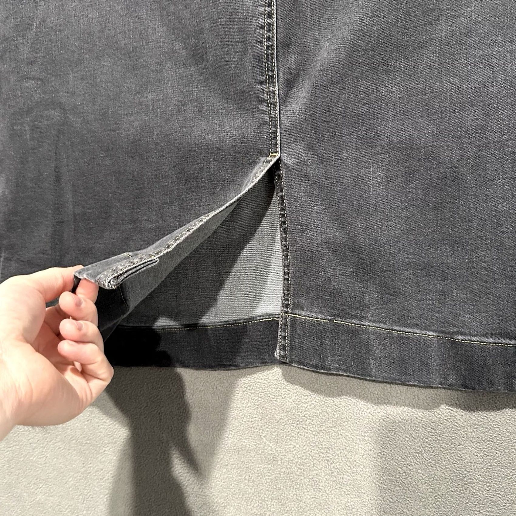 Denime The Main Street Exchange Denim Skirt Womens Size 12 Gray Midi Length Stretch GUC Size 34" / US 12 / IT 48 - 5 Thumbnail