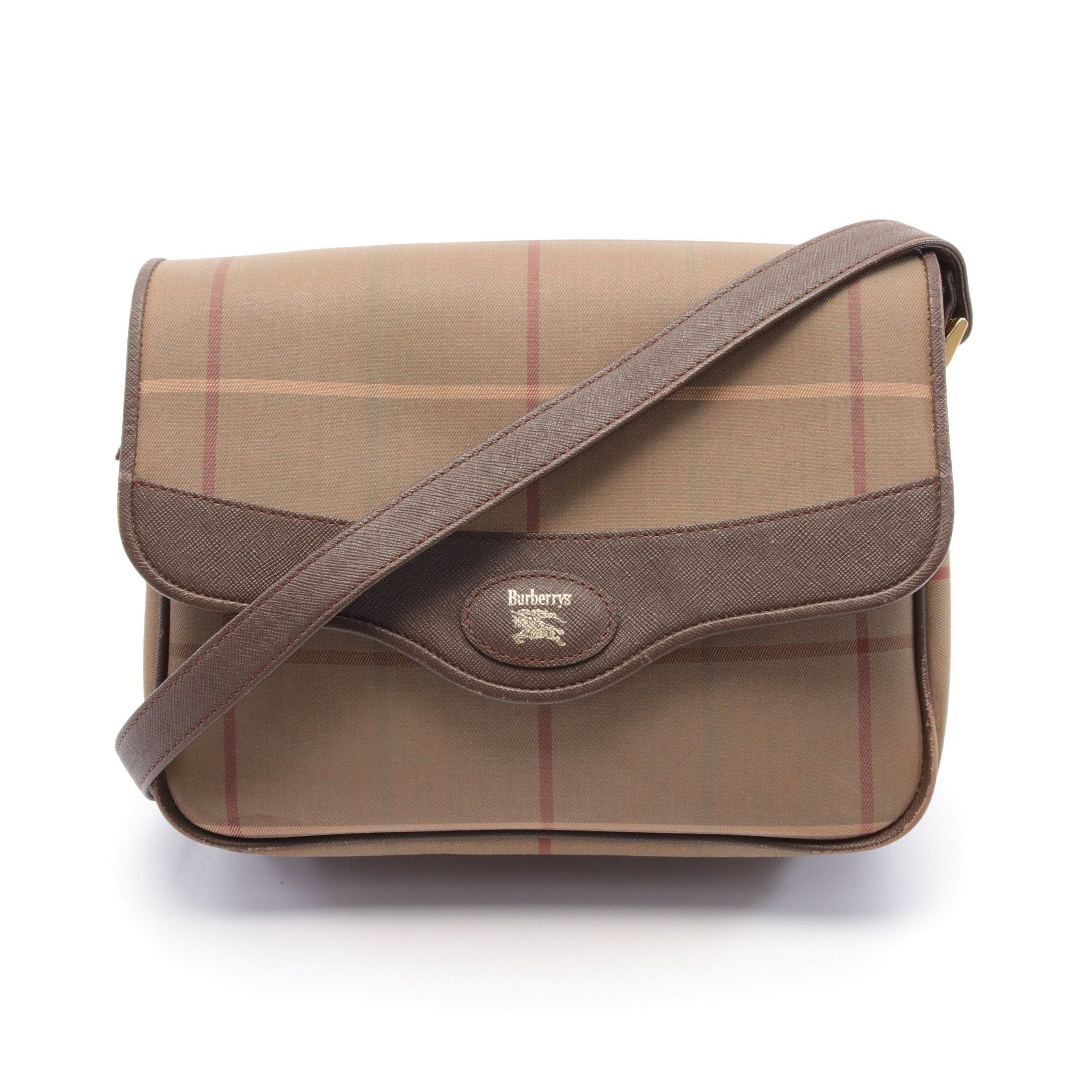 image of Burberry Shoulder Bag Canvas Leather Khaki Brown, Women's
