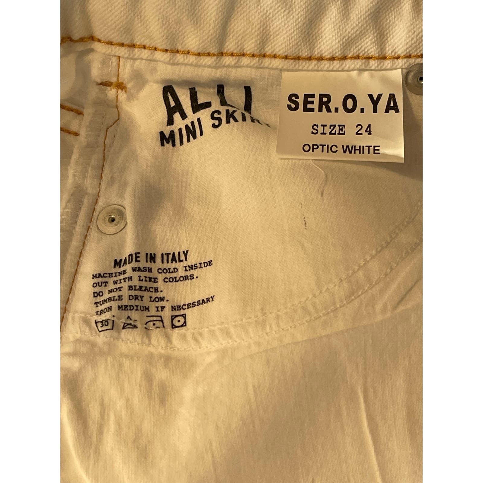 SER.O.YA Ser.O.Ya Alli Distressed Mini Denim Skirt White 24 NEW Size 24" / US 00 / IT 34 - 10 Thumbnail