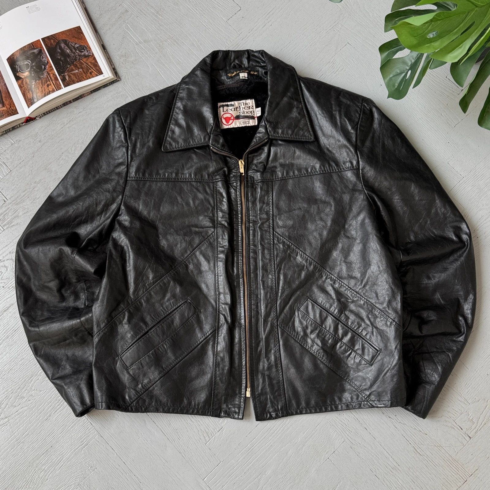 The Leather Shop Vintage Real Leather Collared Gangster Jacket Size US M / EU 48-50 / 2 - 1 Thumbnail