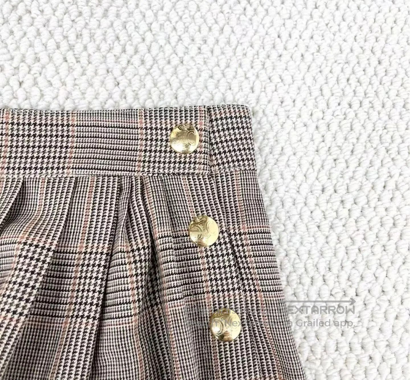Celine Celine Prince of Wales Wool Midi Skirt. Size 35" - 4 Thumbnail
