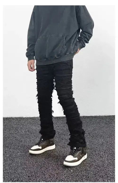 Designer × Japanese Brand × Vintage grunge stack damaged ripped pants Size US 28 / EU 44 - 4 Thumbnail